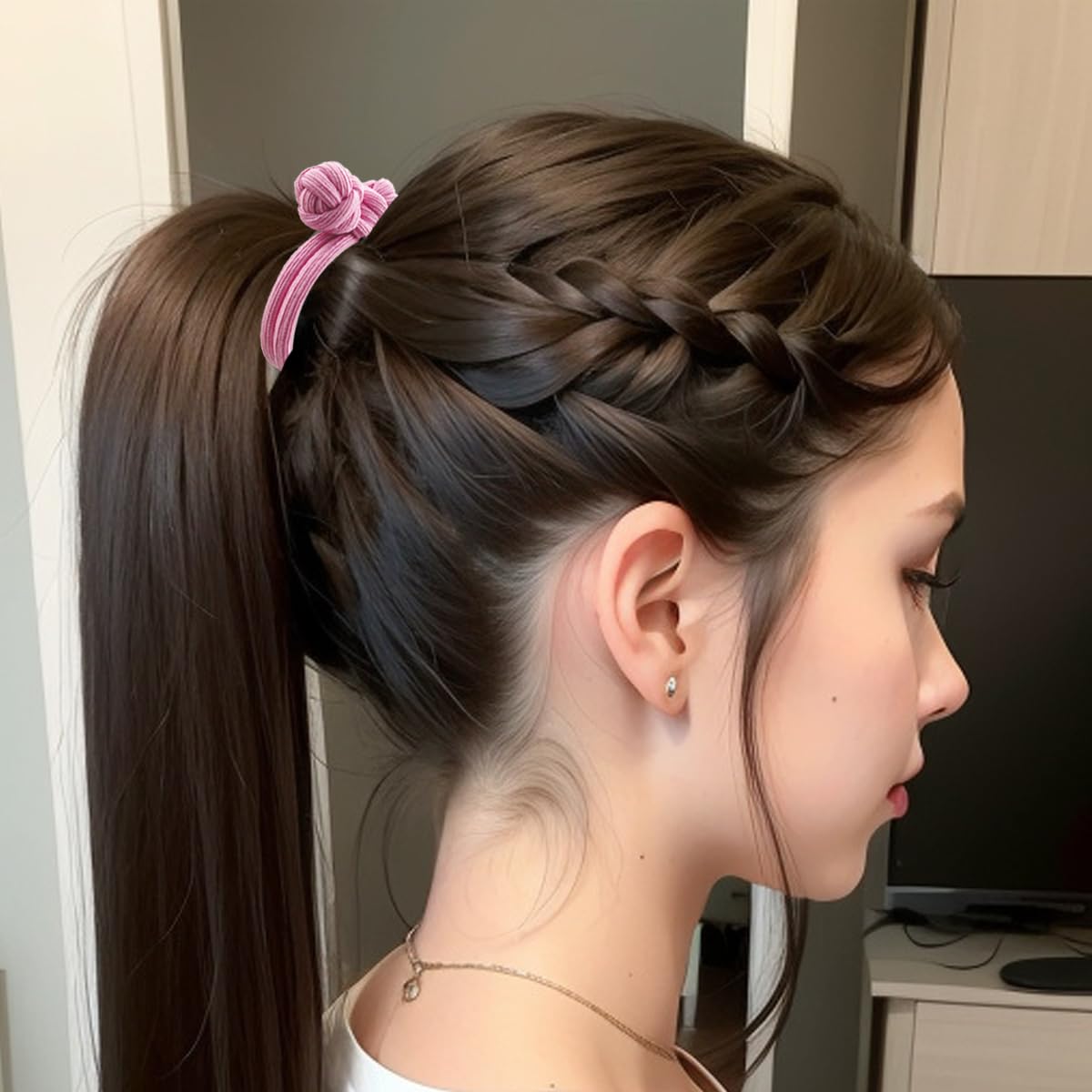 8 PACK Chinese Knot Scrunchies for Women Girls Rubber Band Hair Ball High Elastic Thick Hair Ties for Thick and Thin Hair