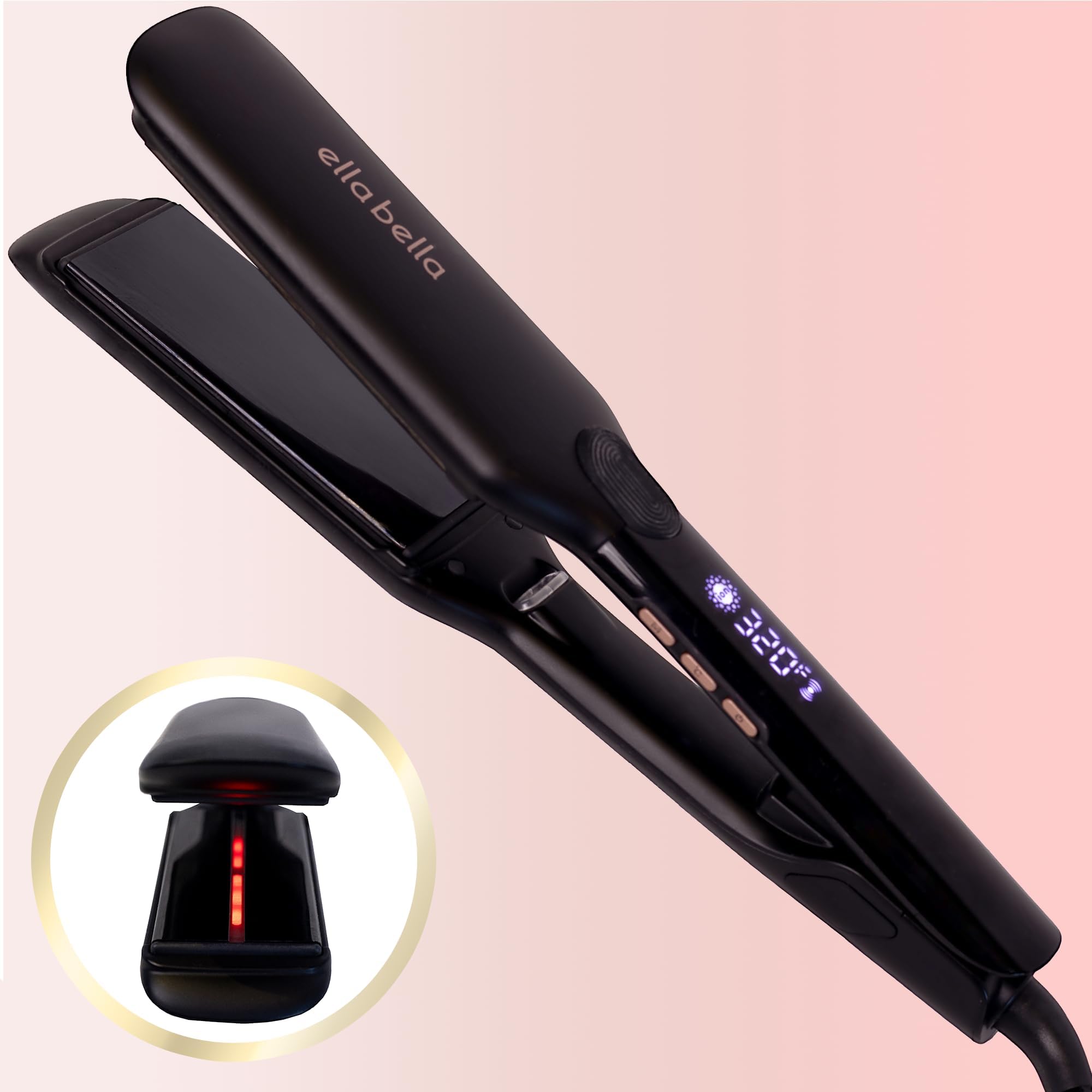ELLA BELLA Titanium Flat Iron Hair Straightener (with Infrared)  Professional Straightening Iron  Digital Display to Accurately 