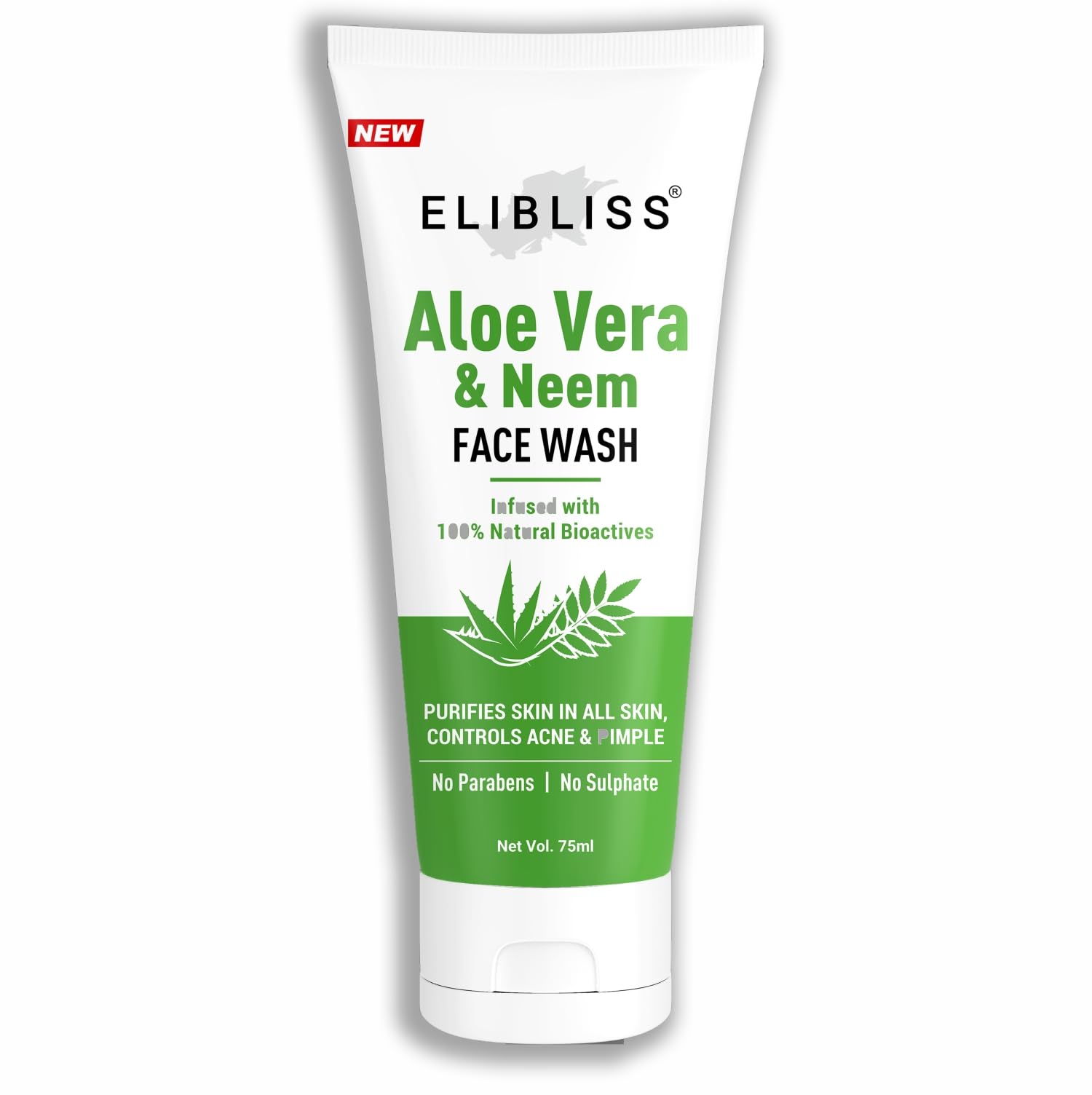 Elibliss Aloe Vera & Neem Face Wash For Clear Skin, Deep Cleansing Gentle Formula For All Skin Types | Helps Reduce Pimples, Acn