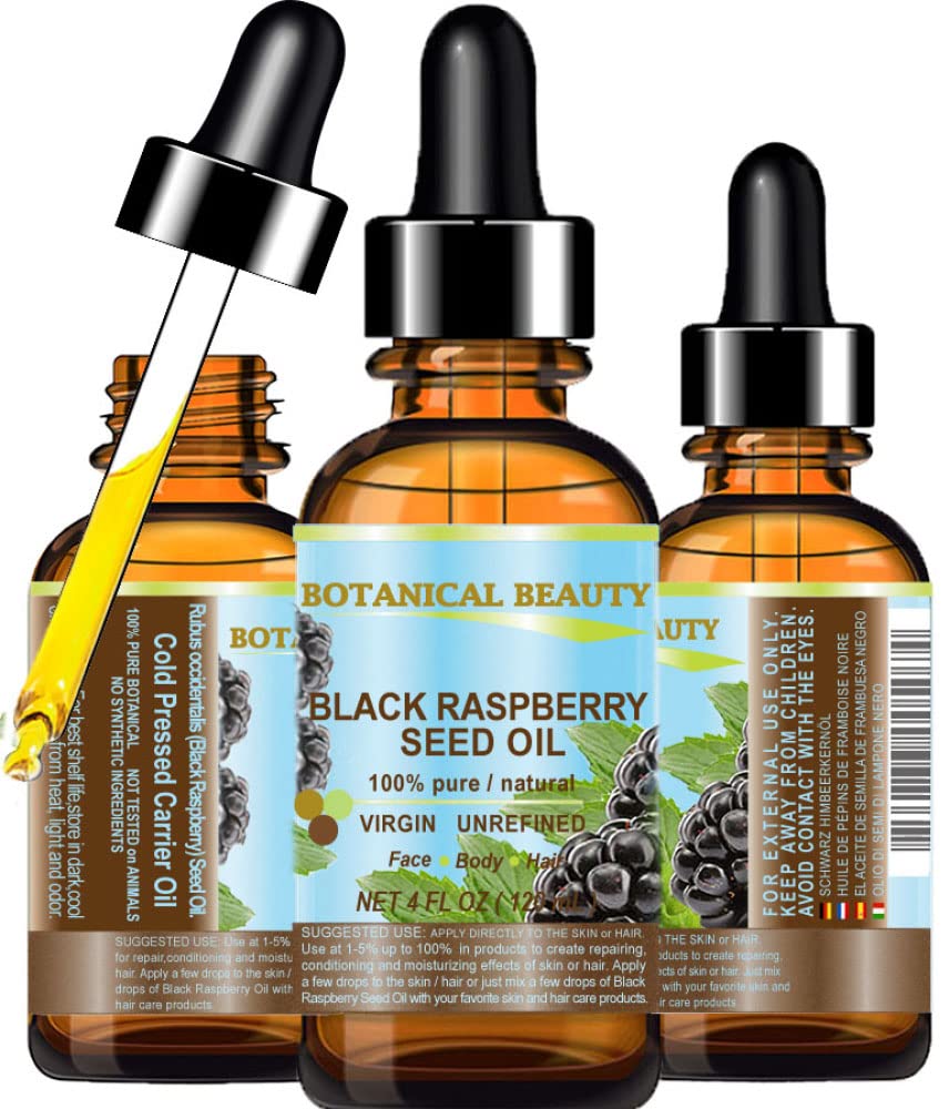 Botanical Beauty Black Raspberry Seed Oil 100% Pure Natural Undiluted Virgin Unrefined Cold Pressed Carrier Oil. 4 Fl.Oz.-120 Ml