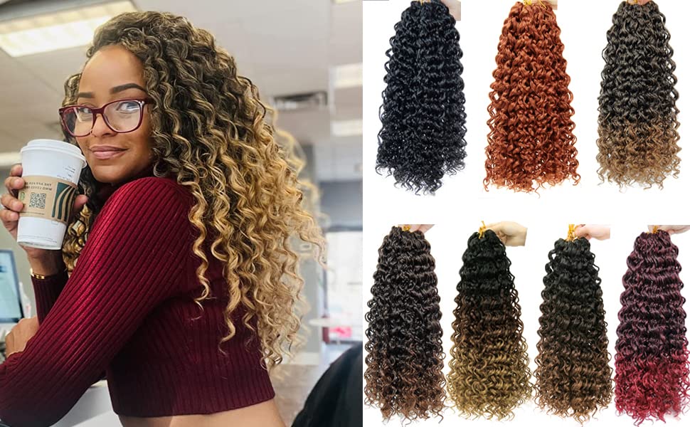 Gogo Curl Crochet Hair 18Inch Water Wave Crochet Hair Ombre Blonde Synthetic Bohemian Crochet Braids Deep Wave Braiding Hair Ext