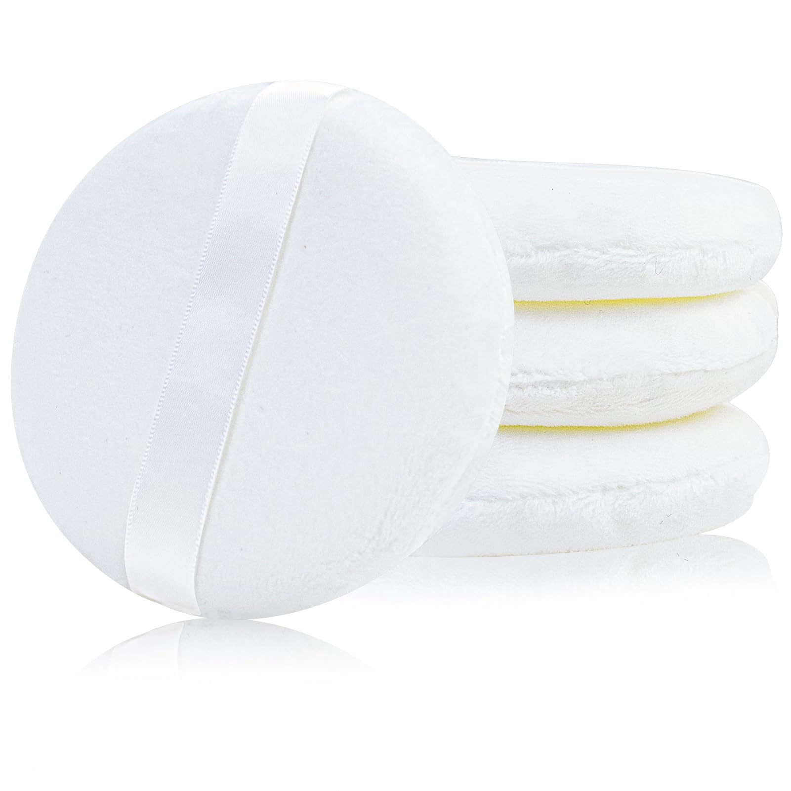 4 Pcs Large Powder Puff, 4.13 Inch Velour Body Powder Puff Round Fluffy Powder Puffs Ultra Soft Body Puff Washable For Loose Bod