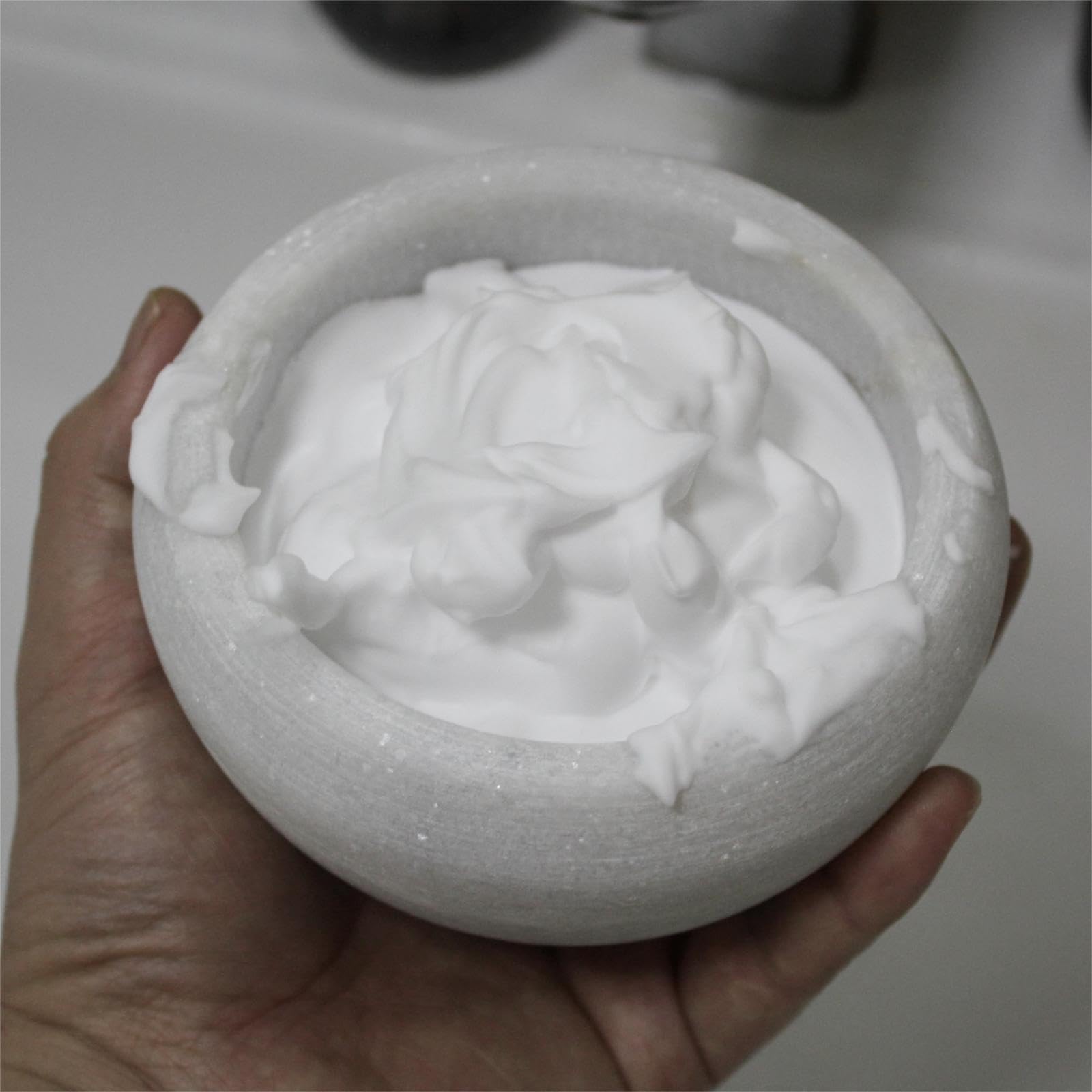 Charmman Shaving Soap & Cream Bowl For Men, Natural White Marble Stone, Heat Preservation, Easier To Whip Up A Fantastic Foam Wi