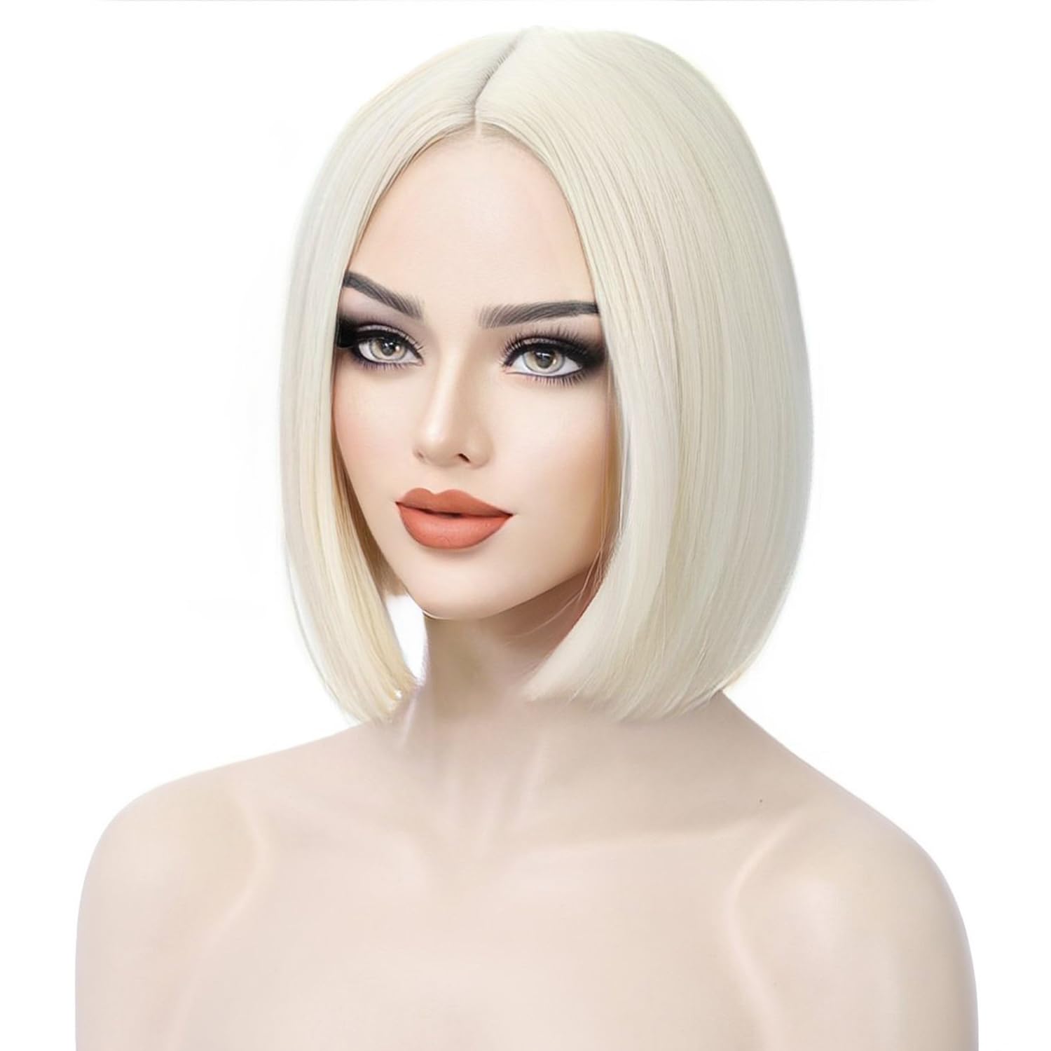 Pattnium Platinum Blonde Bob Wig For Women Short Straight Blonde Wig Blonde Bob Wig Short Bob Wigs Heat Resistant Synthetic Wig
