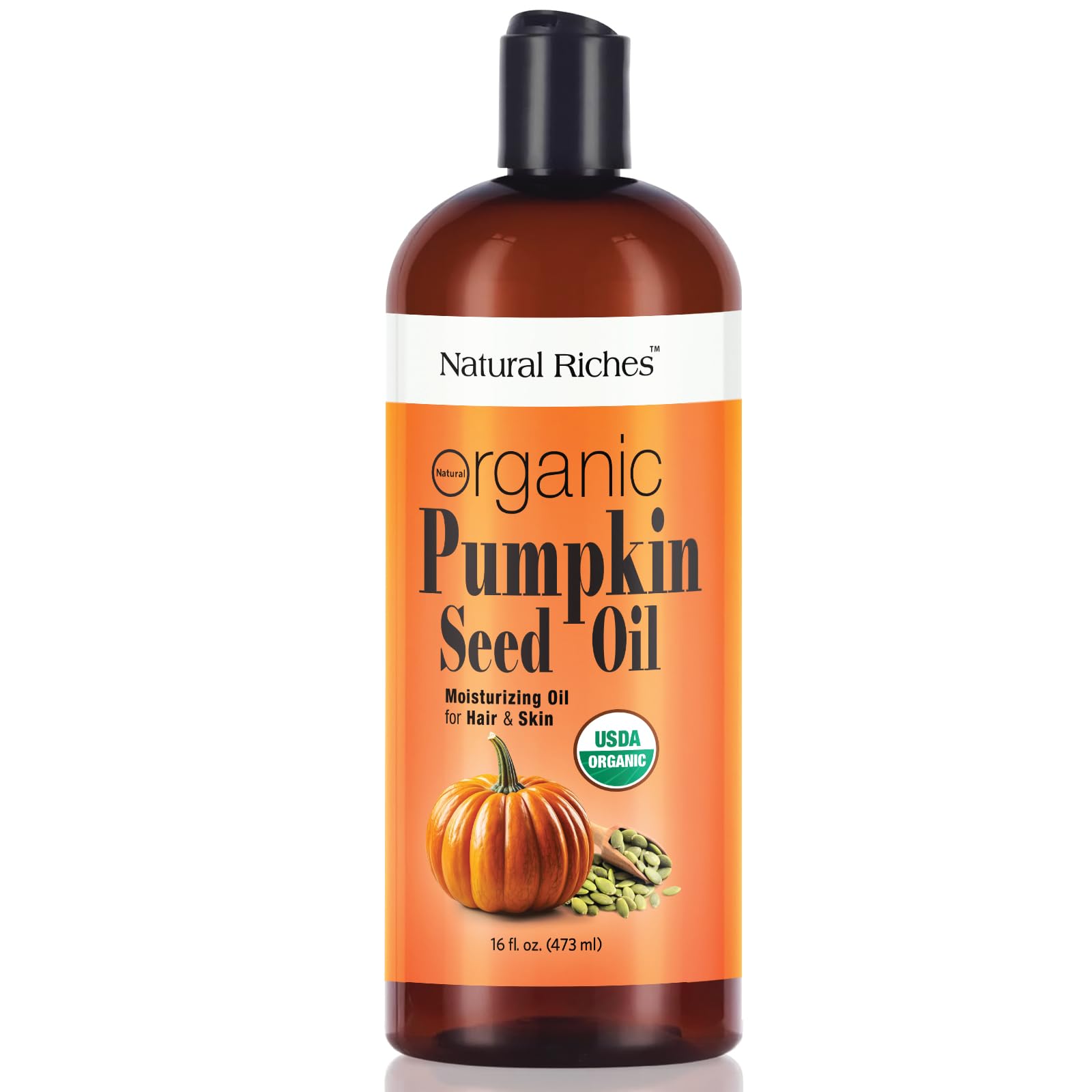 Natural Riches Pumpkin Seed Oil Usda Certified Organic Moisturizer 16Oz Pure And Natural Carrier Oil Unrefined, Cold Pressed, Fa