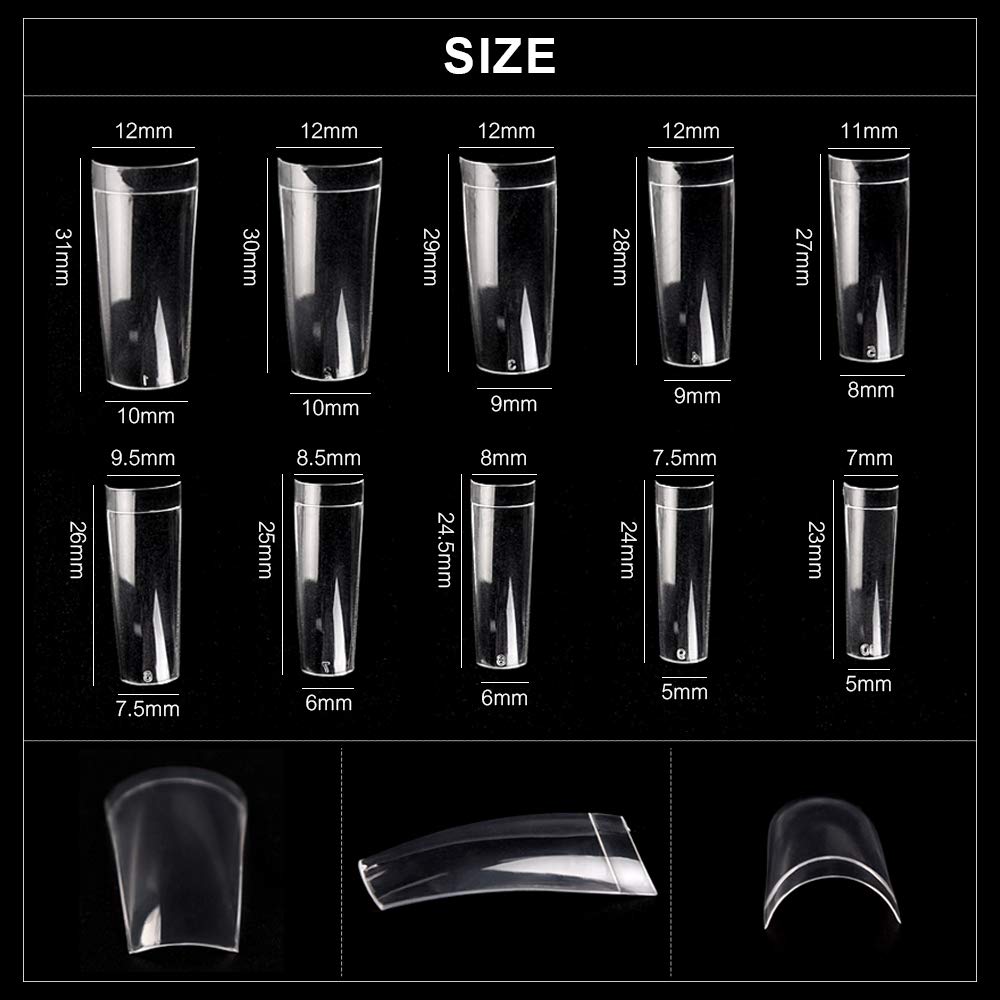 Kads French Nail Tips 500Pcs Flake Nails Half Cover 10 Sizes Artificial False Nails Lady French Acrylic With Box For Nail Salon