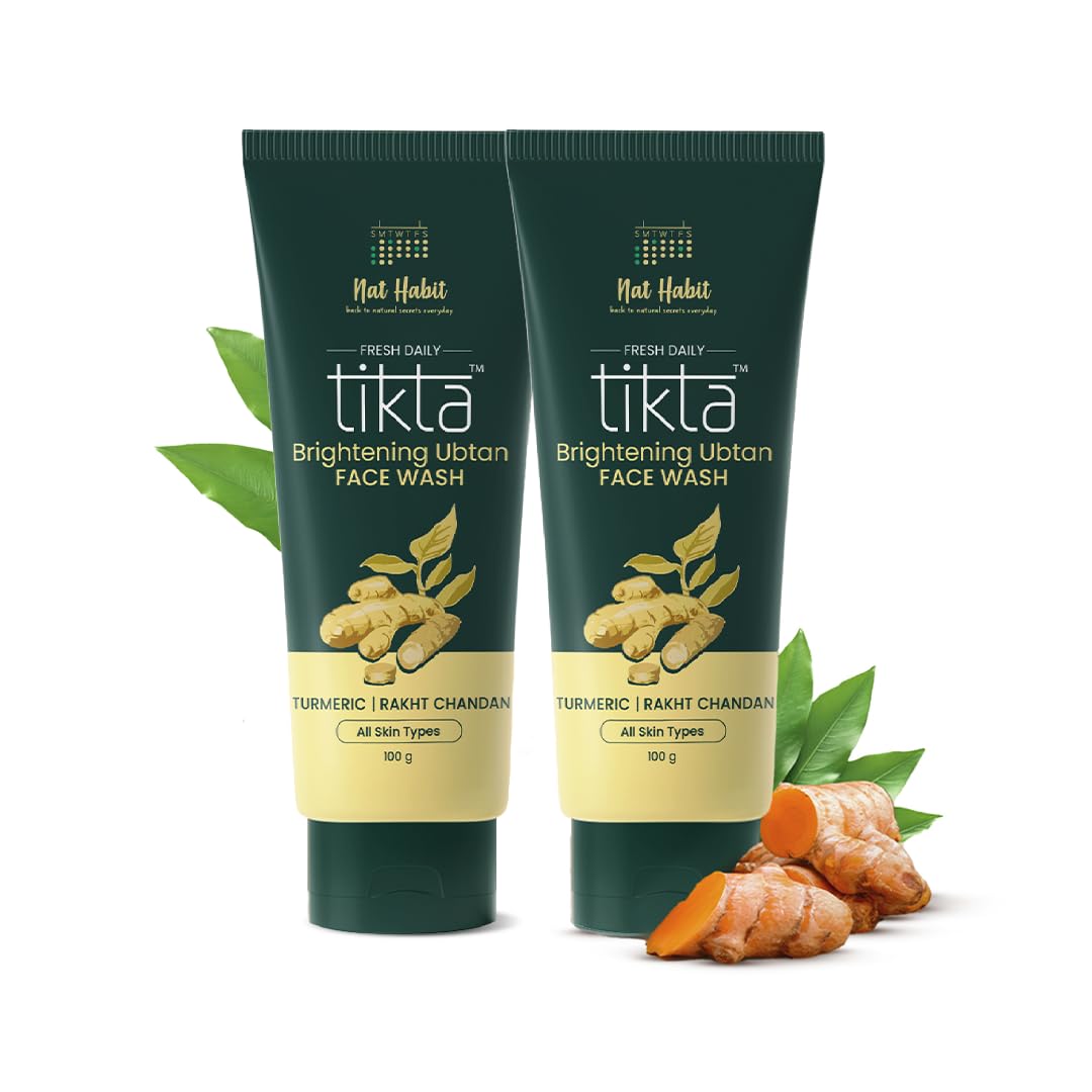 Nat Habit Ubtan Face Wash, Fresh Daily Tikta For Men & Women, Skin Brightening With Activated Wild Turmeric, Suitable For All Sk