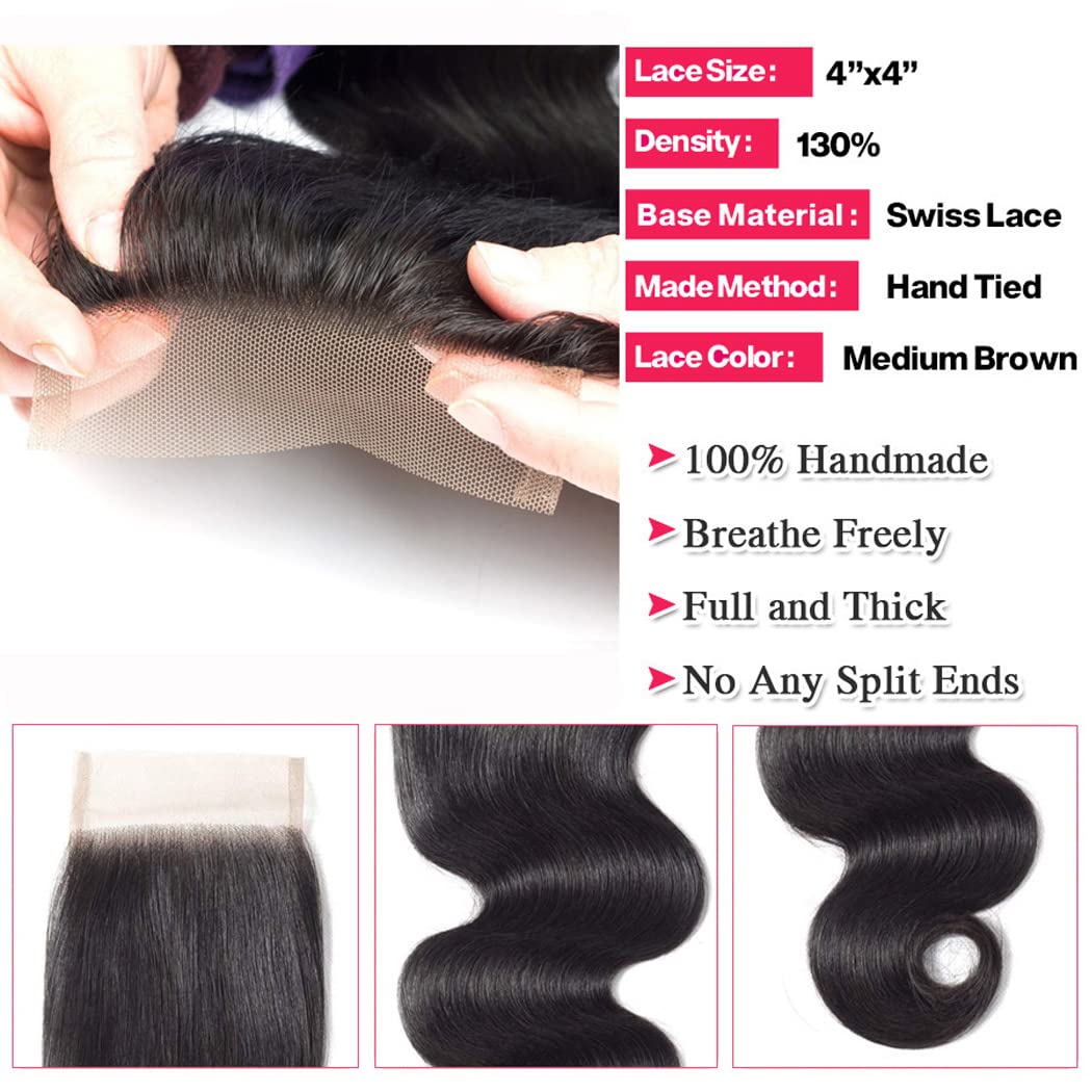 2X6 Hd Lace Closure Body Wave Human Hair Lace Closure Kim K Closure Middle Part Closure Hd Transparent Body Wave Lace Closure 18