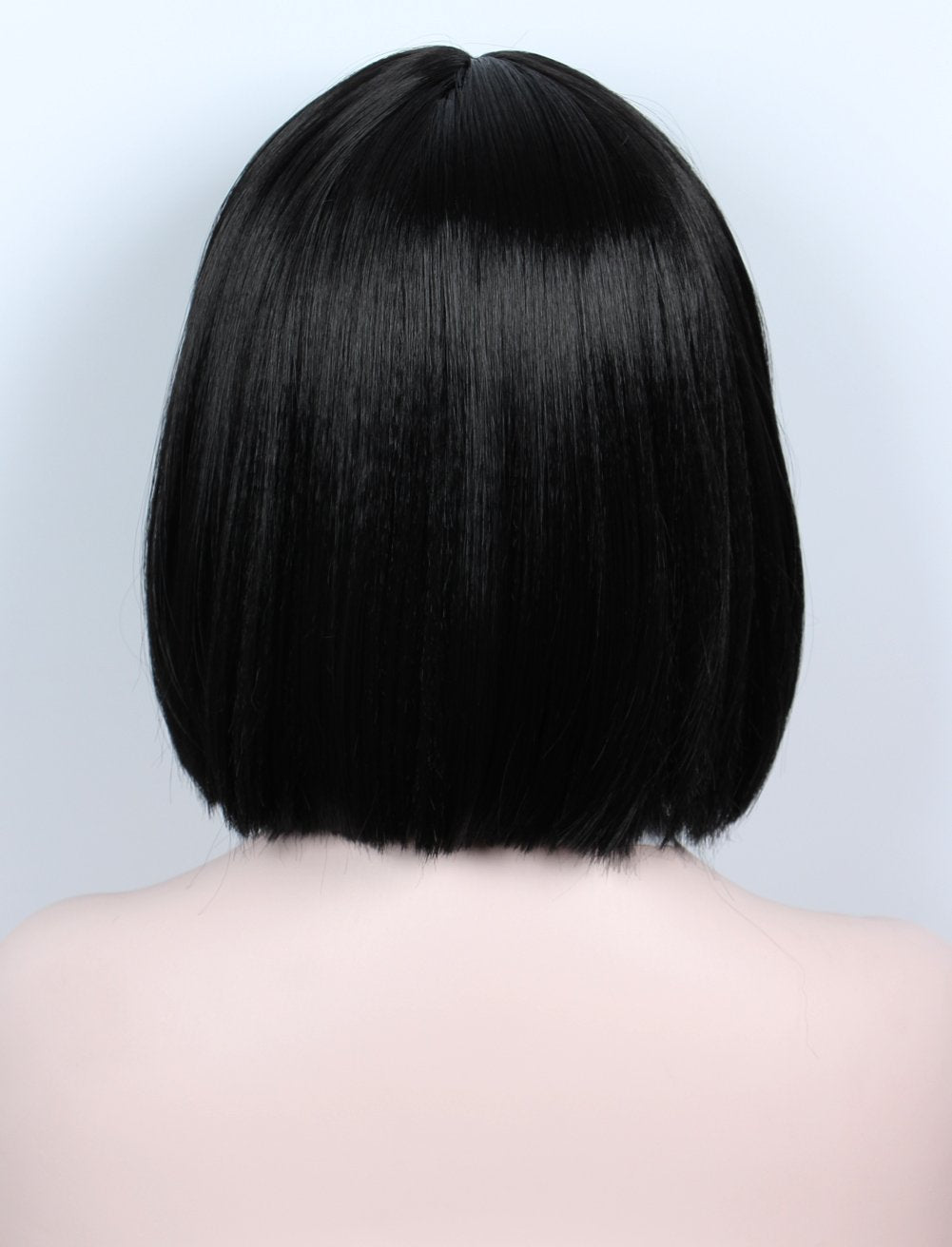 Linfairy Short Black Bob Fluffy Wig Halloween Cosplay Costume Wig For Women With Glasses Frames