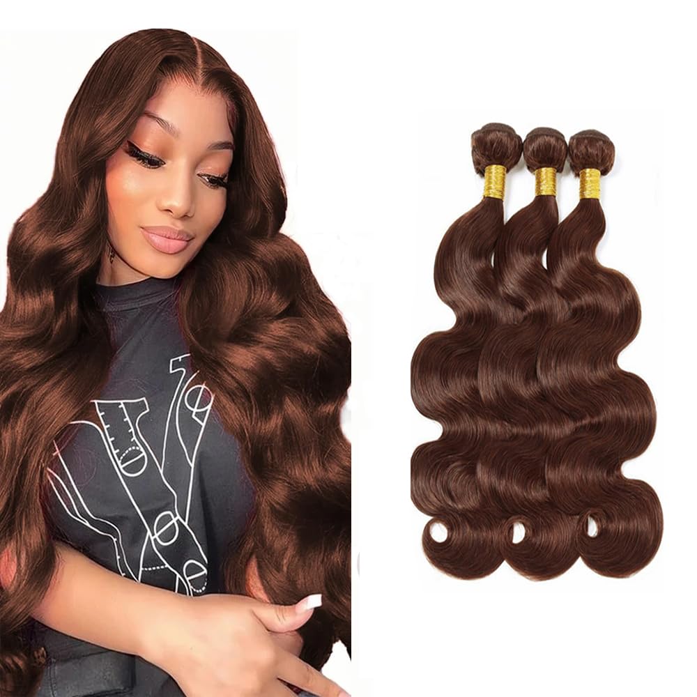 #4 Chocolate Human Hair Bundles Body Wave Bundles 16 18 20 Inch Unprocessed Brazilian Virgin Hair Weave 3 Brown Body Wave Bundle