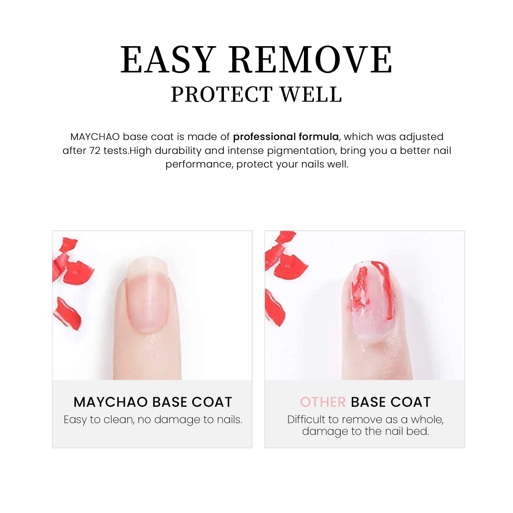 Maychao Clear Gel Base Coat, 15Ml Gel No Wipe Base Coat Soak Off Nail Lamp Gel Nail Polish Long Lasting For Home Nail Diy Manicu