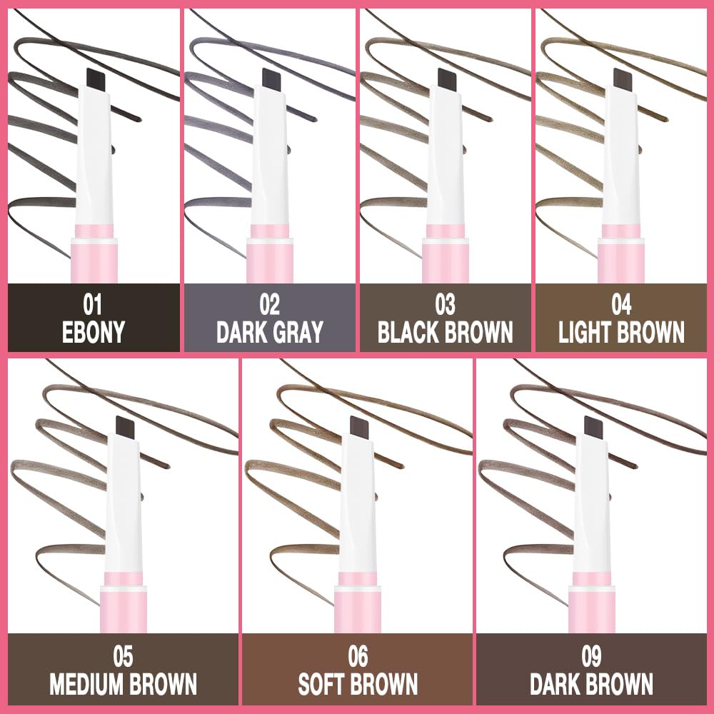 3Pcs Waterproof Eyebrow Pencil, Professional Makeup Micro Brow Pencil, Double-Ended Ultra-Fine Eyebrow Pencil, Ultra-Fine Mechan