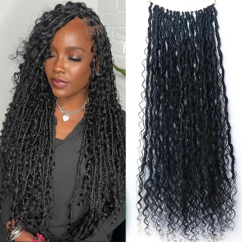 FlowerSeason Pre Crochet Dreadlocks Locs Braids Hair Pre Looped With Human Hair Curls Curly Ends Extensions For Black Women 96 S