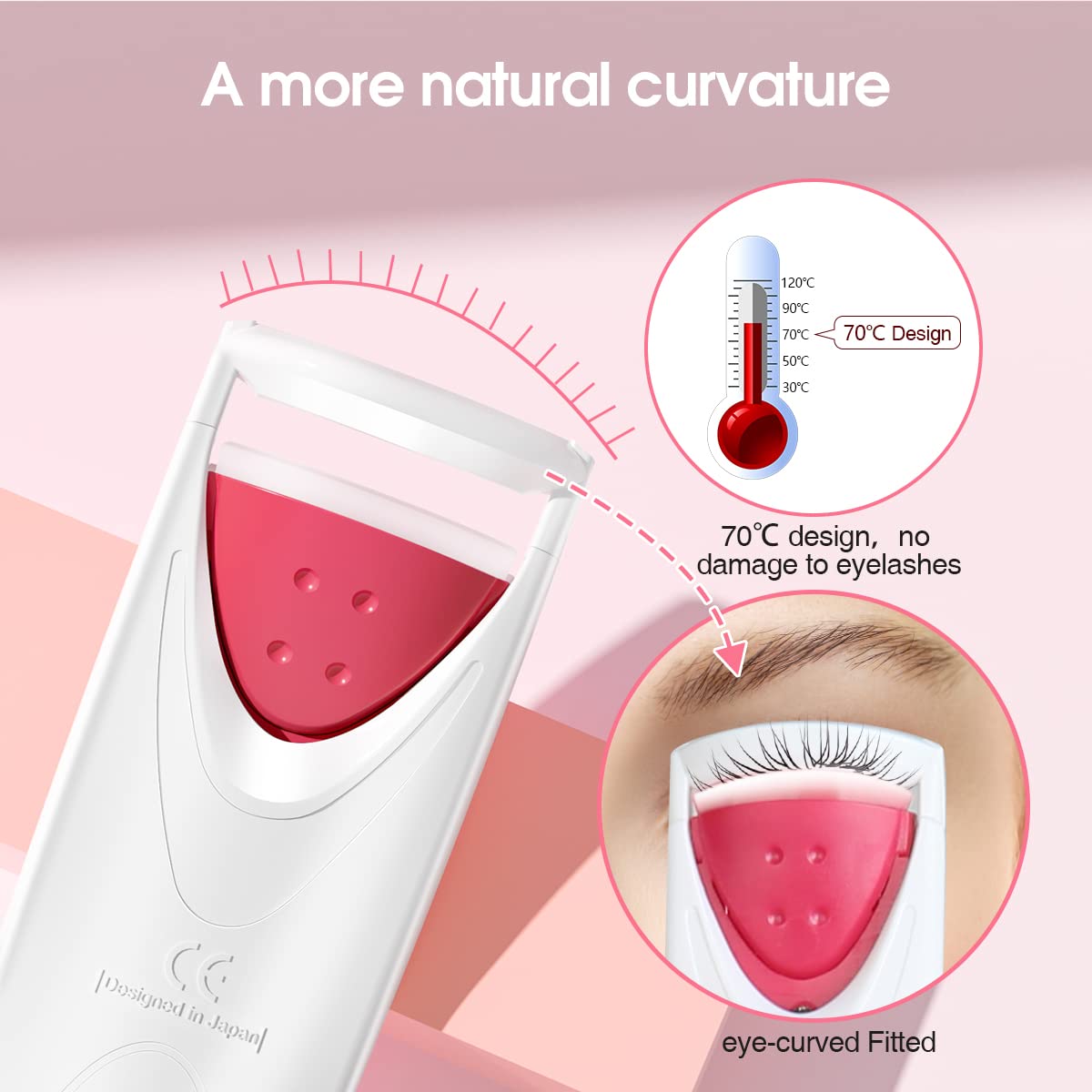 TOUCHBeauty Professional Heated Eyelash Curler with Silicone Refill Pad Curling Tool for Women Long Lasting Eyelashes TB-2003B