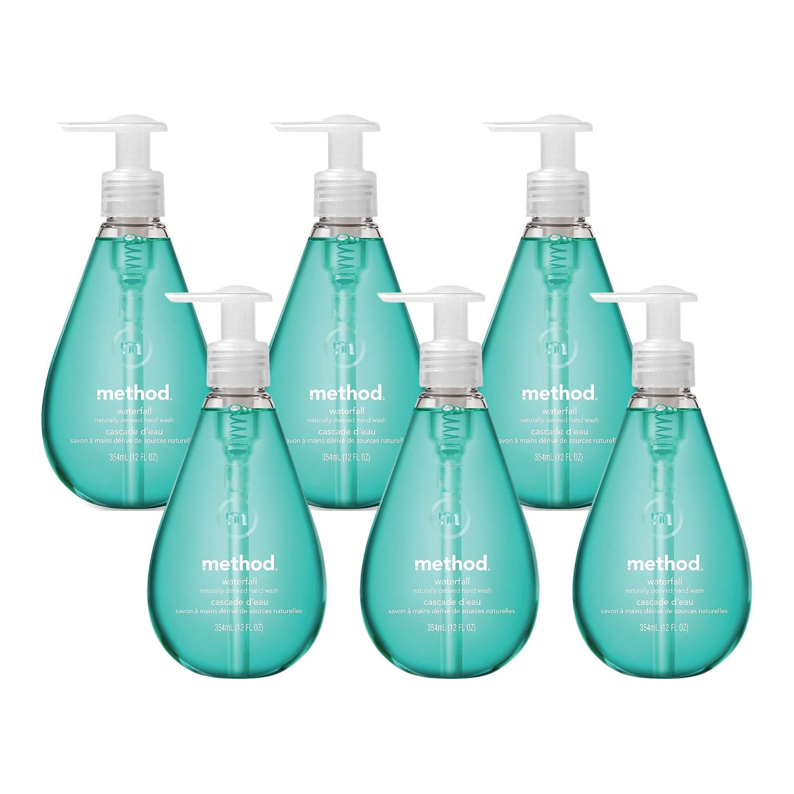 Method Gel Hand Wash, Waterfall, Pump Bottle 12 Fl Oz (Pack Of 6)