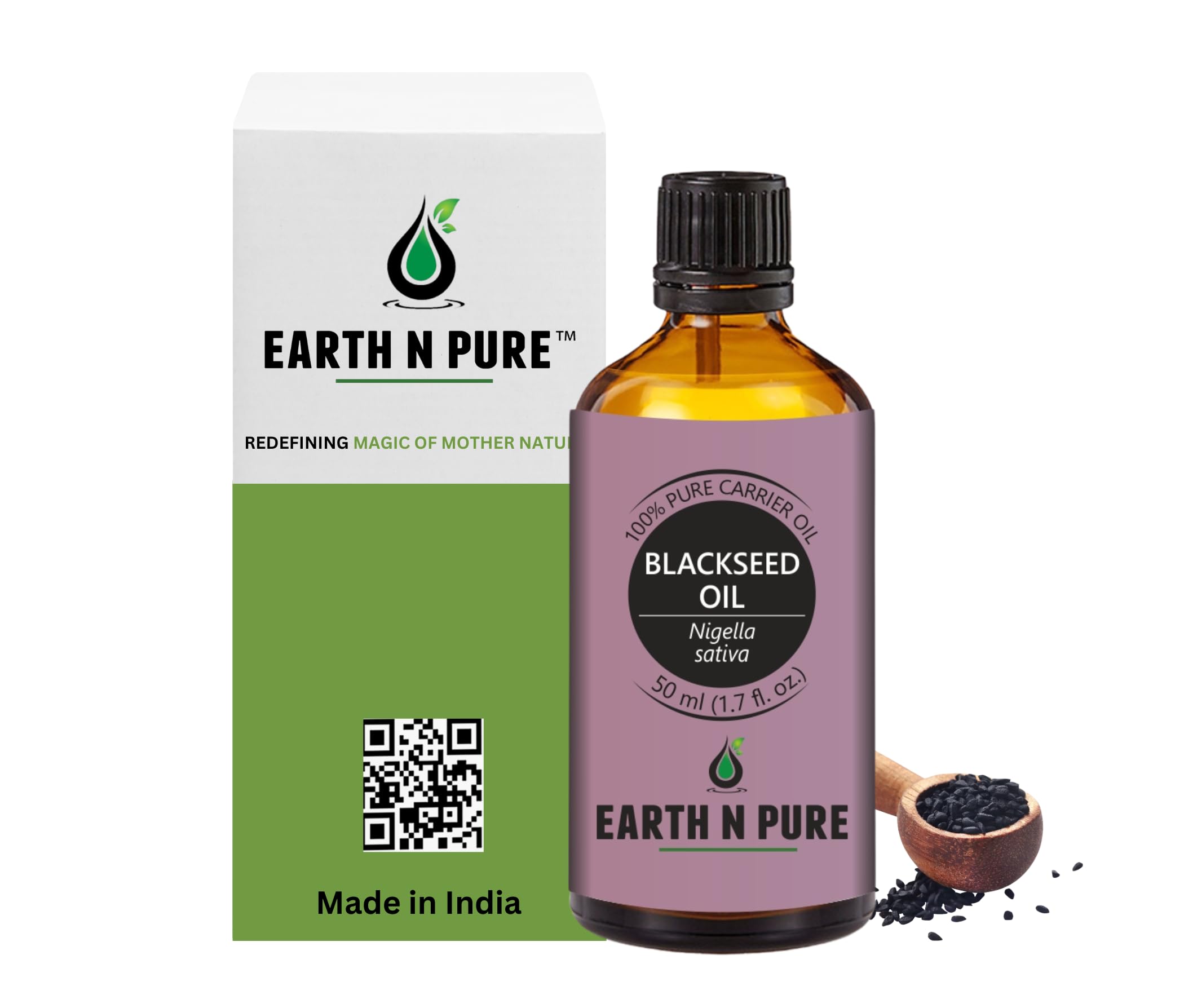 Earth N Pure Black Seed Oil (Kalonji Oil) For Hair & Skin Care - 100% Pure Cold Pressed Nigella Sativa For Hair Strength, Scalp 