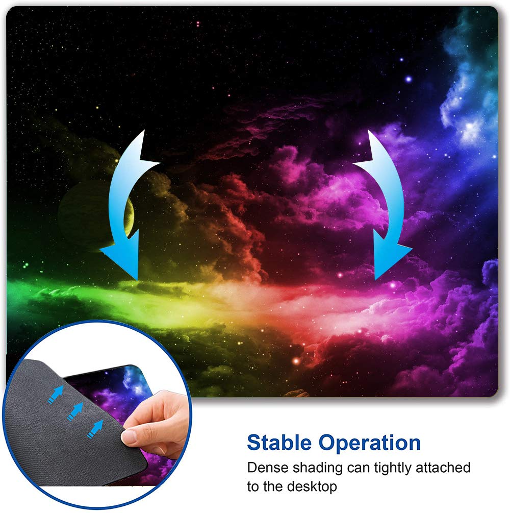 Mouse Pad, Gaming Mouse Pad, Galaxy Mouseapad, Aurora Light Pattern Green And Purple Design Mouse Pads, Square Waterproof Mousea