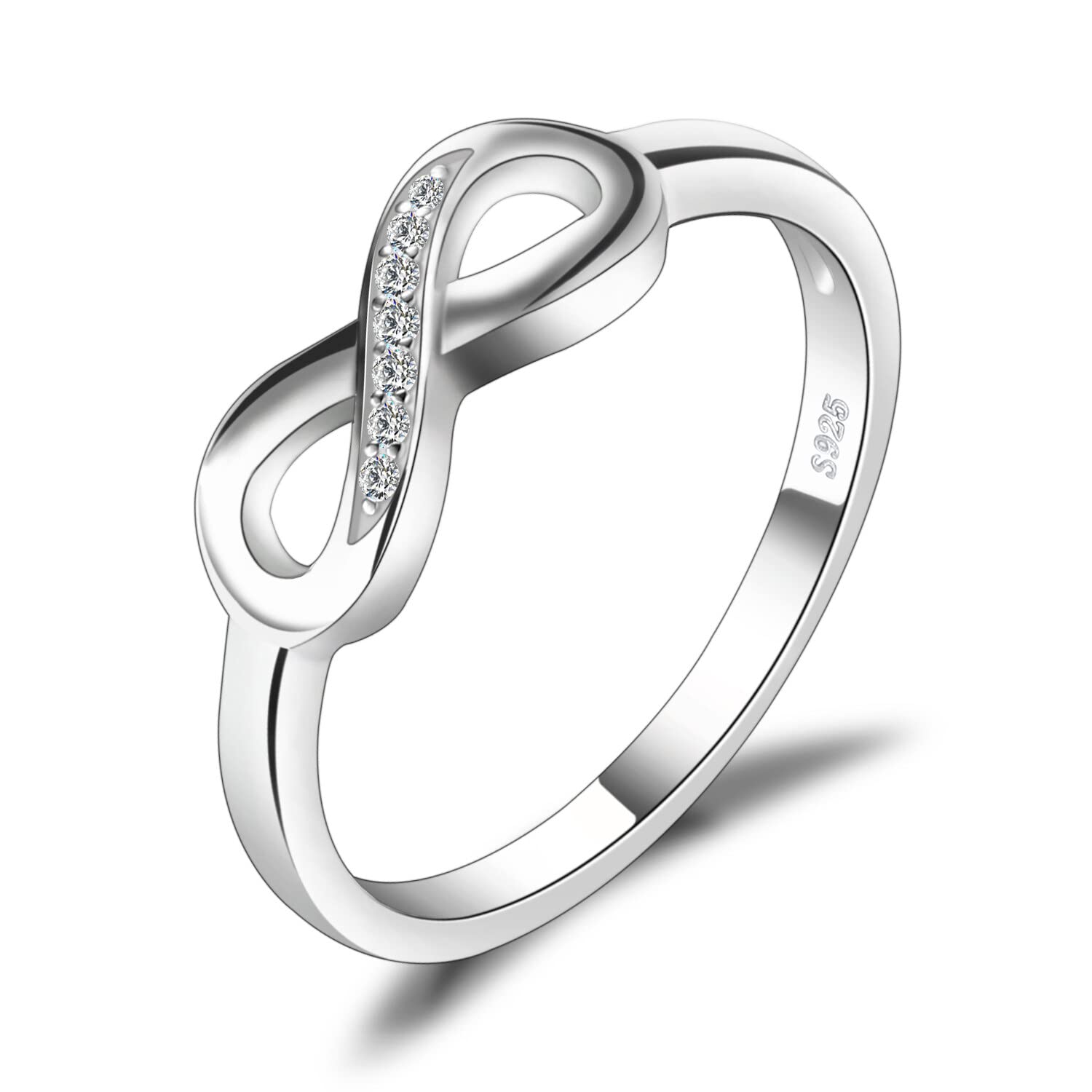 JewelryPalace 14K Gold Plated 925 Sterling Silver Rings for Women, Cubic Zirconia Promise Rings for Her, Stackable Wedding Bands