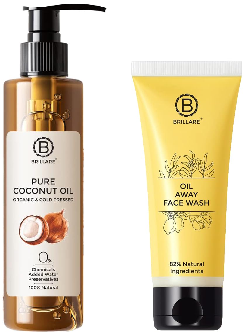 Brillare Professional Oil Away Natural Face Wash With Tea Tree And Turmeric (100 Ml) & Brillare Pure Coconut Oil Combo