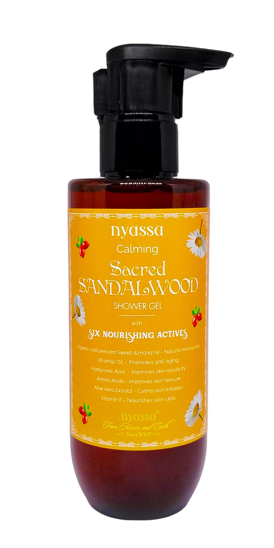 Nyassa Calming Sacred Sandalwood Shower Gel  210Ml | SkinSoftening Body Wash For Men & Women With 6 SkinNourishing Ingredient