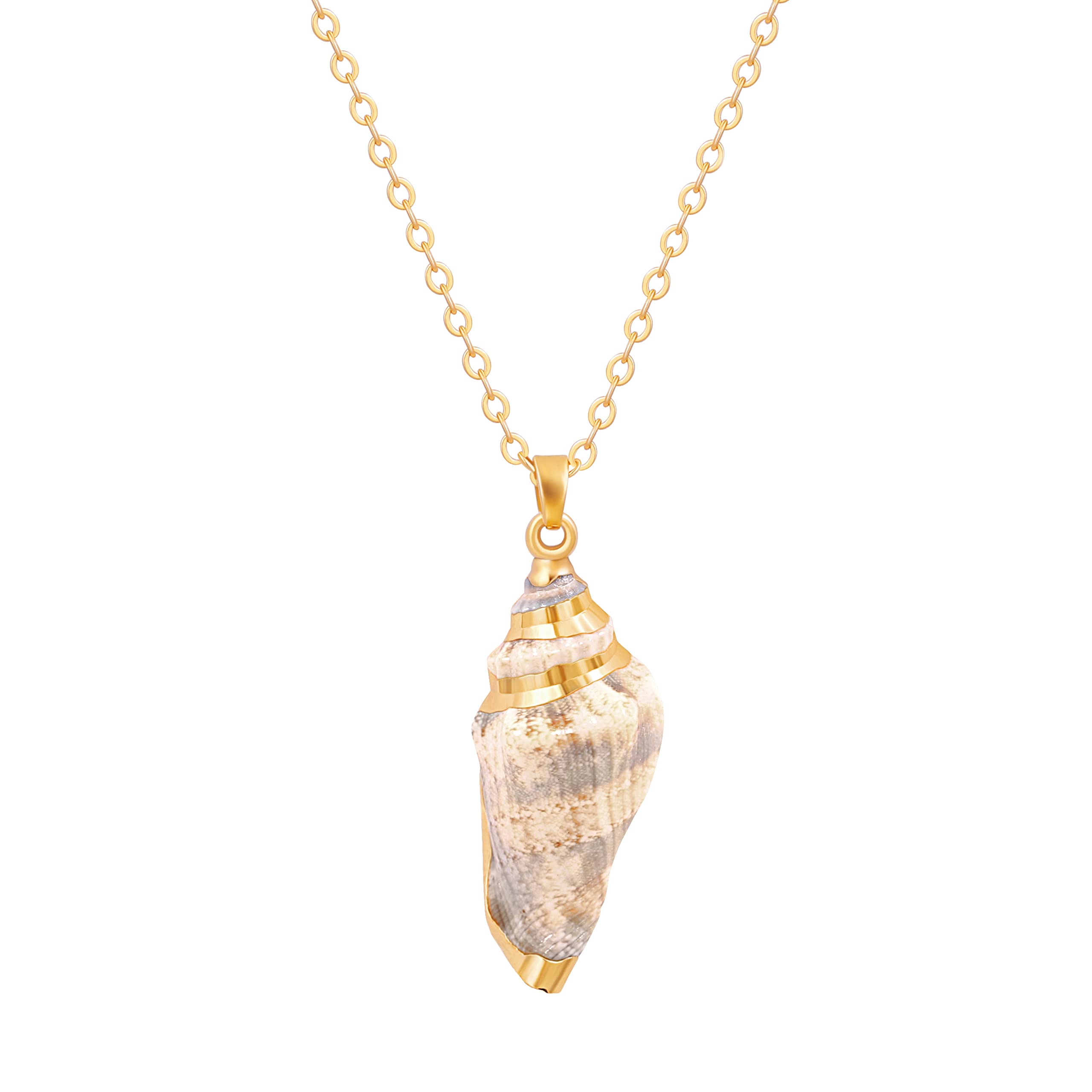 Aobei Pearl Natural Conch Necklace for Women Bohemian Seashell Pendant Necklace 18K Gold Chain Choker Adjustable Hawaii Beach La