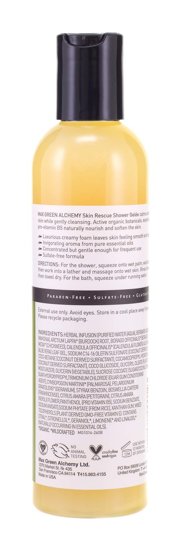 Mga Vegan Shower Gel - Skin Rescue & Moisturizing Body Wash For Skin Care | Natural & Organic Formula With Essential Oils & Skin