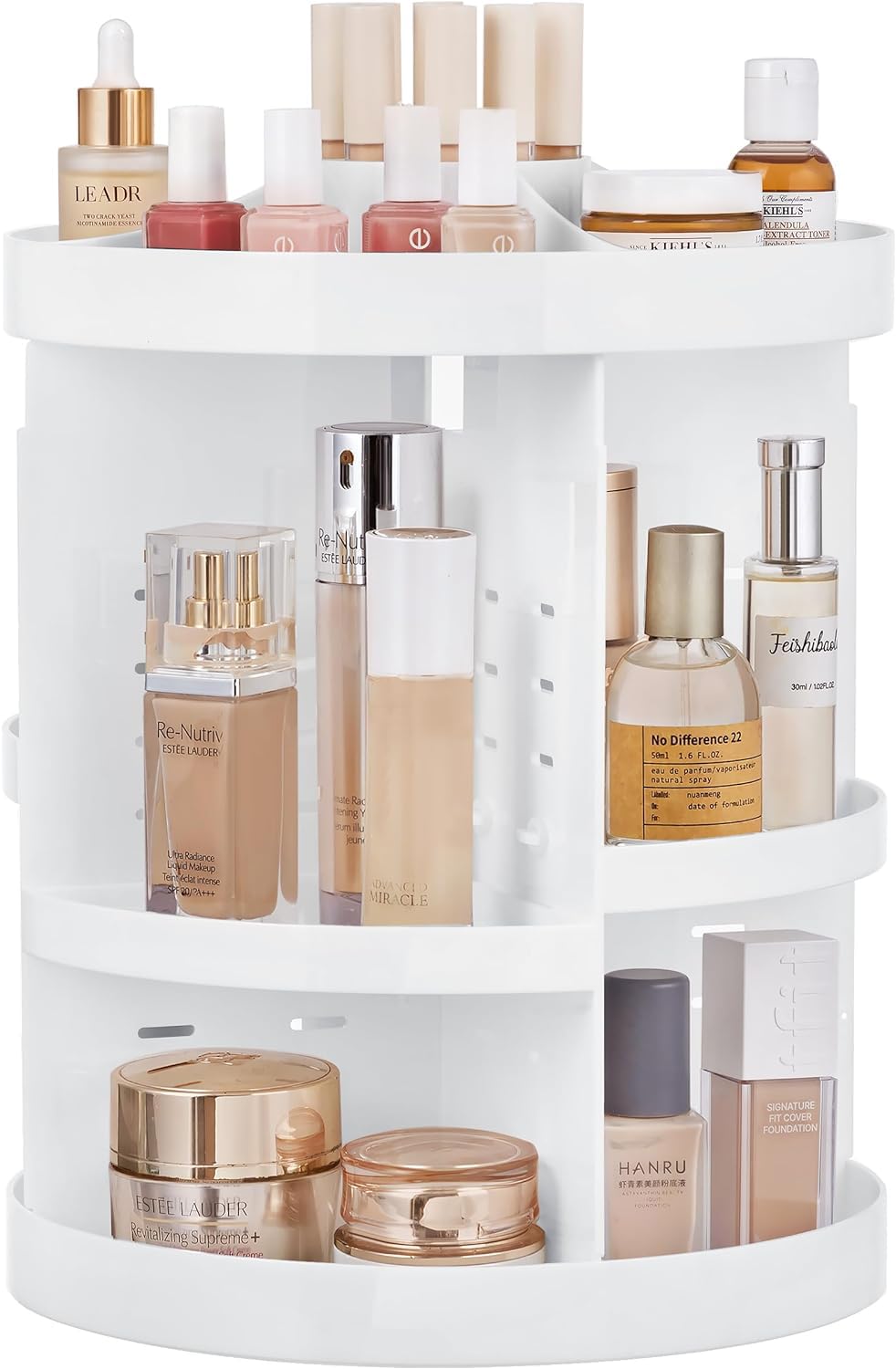HBlife 360 Rotating Makeup Organizer Plus Size Adjustable Carousel Large Capacity Revolving Perfume Organizer Skincare Organizer