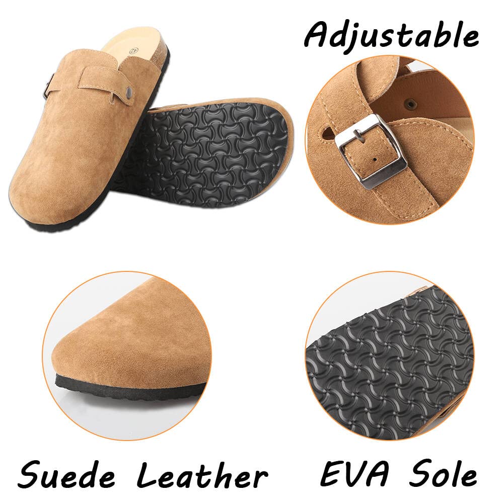 Boston Clogs For Women Boston Clogs Dupes Suede Soft Leather Clogs Classic Cork Clog Antislip Sole Slippers Waterproof Mules Hou