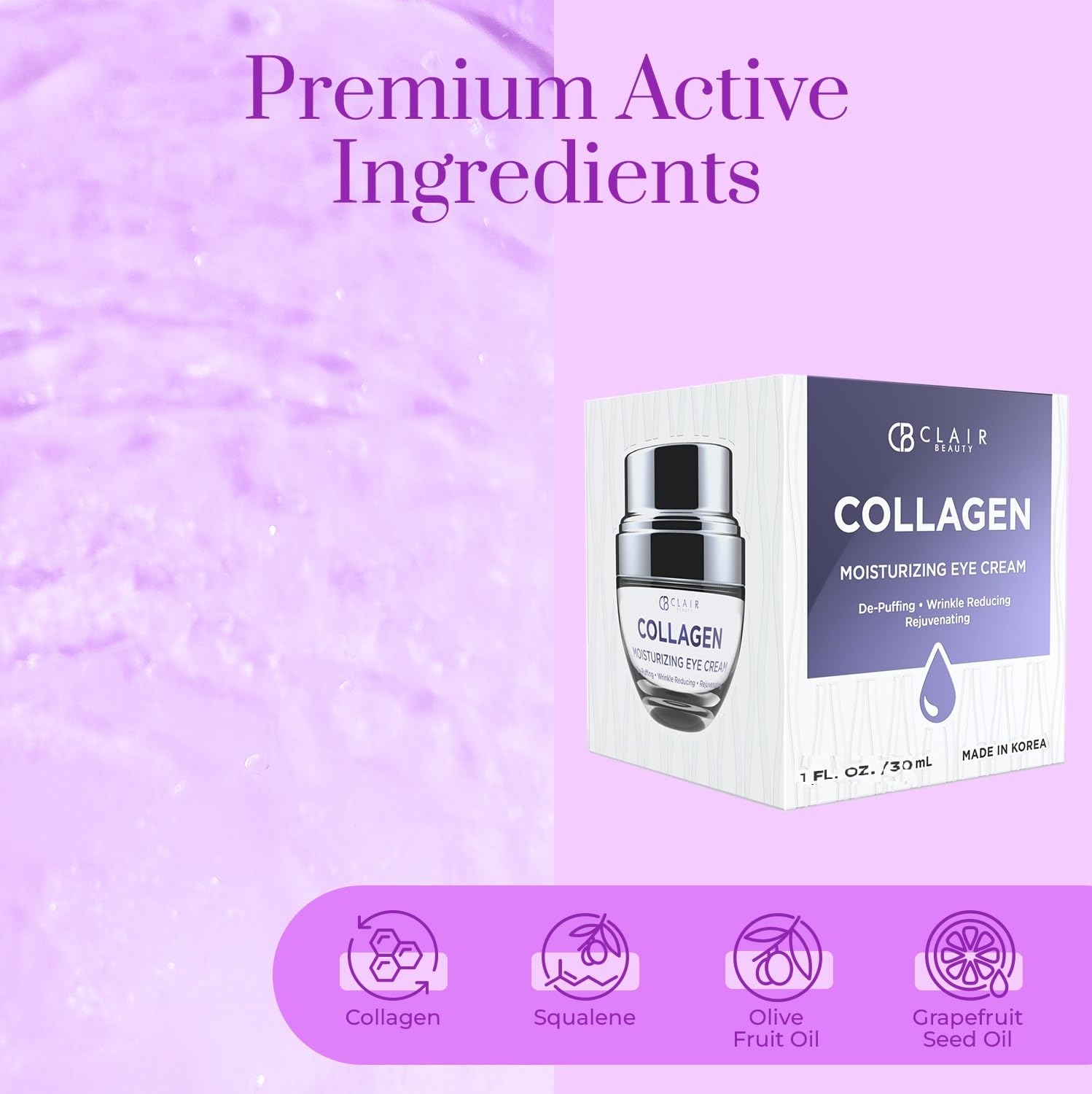 Clear Beauty Korean Collagen Eye Cream - For Dark Circles And Puffiness, Moisturizing & Anti-Aging Under Eye Cream - Cruelty Fre