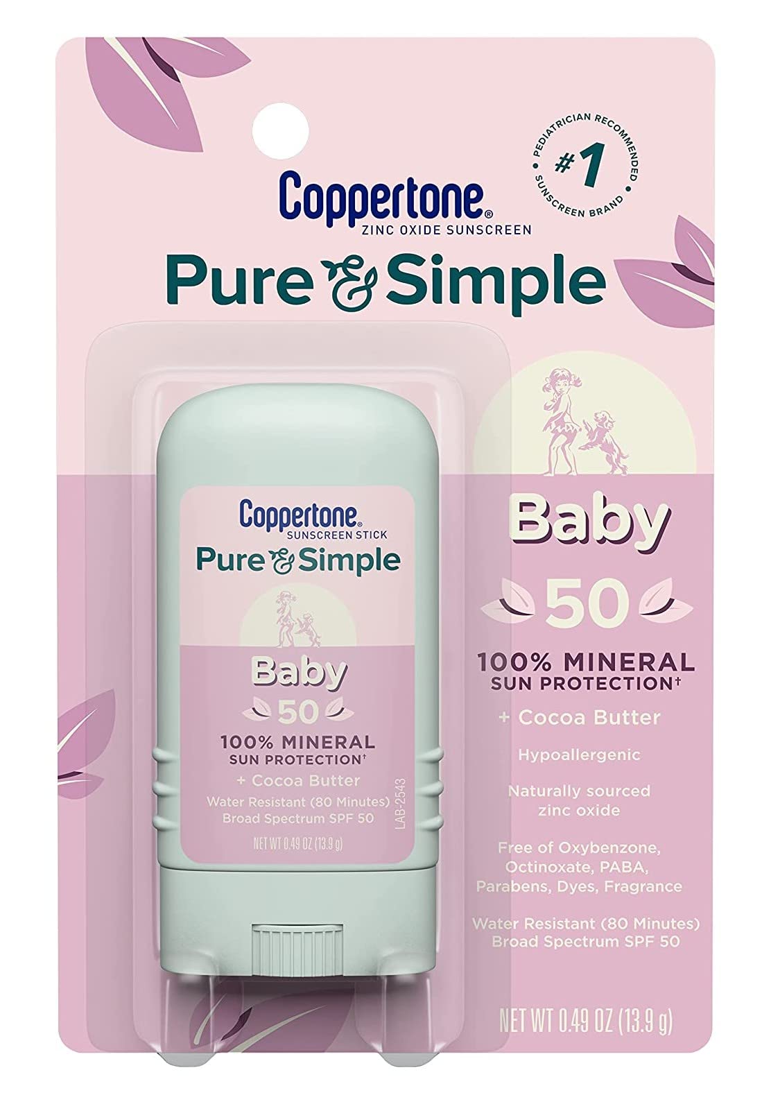 Coppertone Spf#50 Waterbabies Pure & Simple Stick 0.49 Ounce (Pack Of 2)
