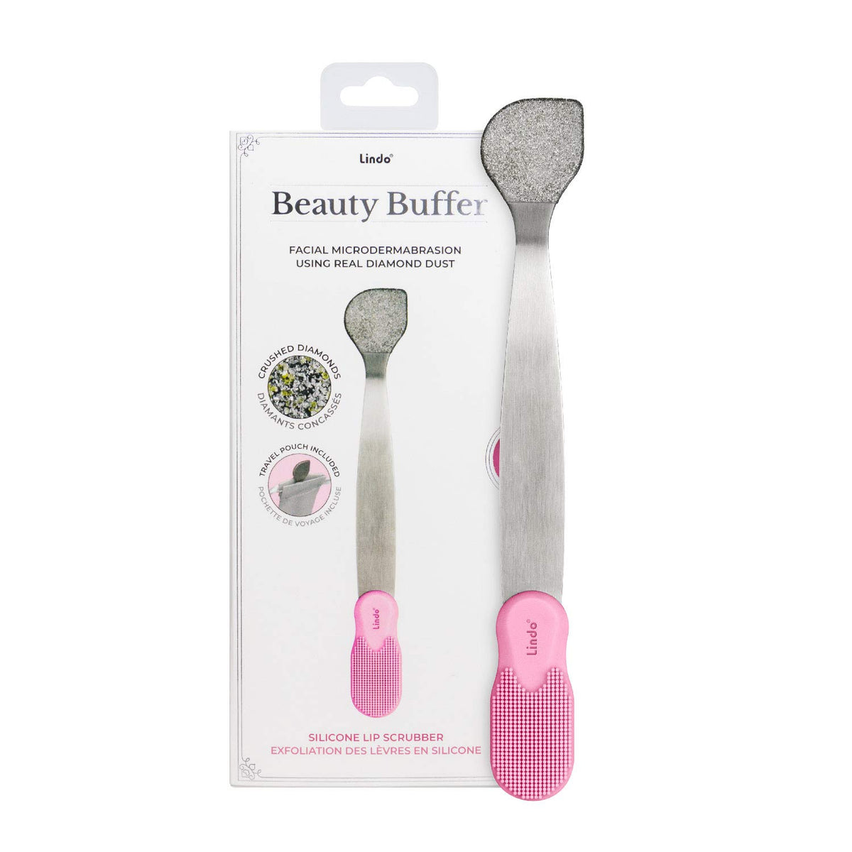 Lindo Beauty Buffer - Microdermabrasion Tool, Diamond Infused, Embedded Silicone Lip Scrubber, For Smooth Skin, Radiant Complexi