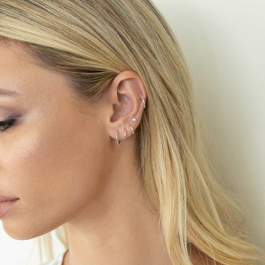 Small Silver Hoop Earrings Leightweight: Hinged Huggie Hoop Earrings for Lobe Cartilage Helix Tiny Hoops Earrings Silver for Wom