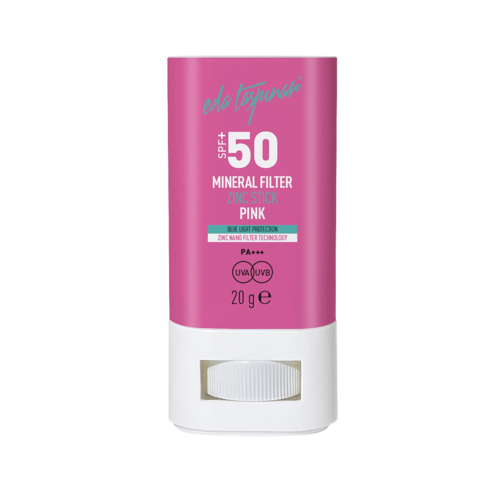 Eda Taspinar SPF 50+ Pink Zinc Oxide Stick, Nano Filter Technology, Broad-Spectrum Face Sunscreen, Pocket Size Easy to Carry (20