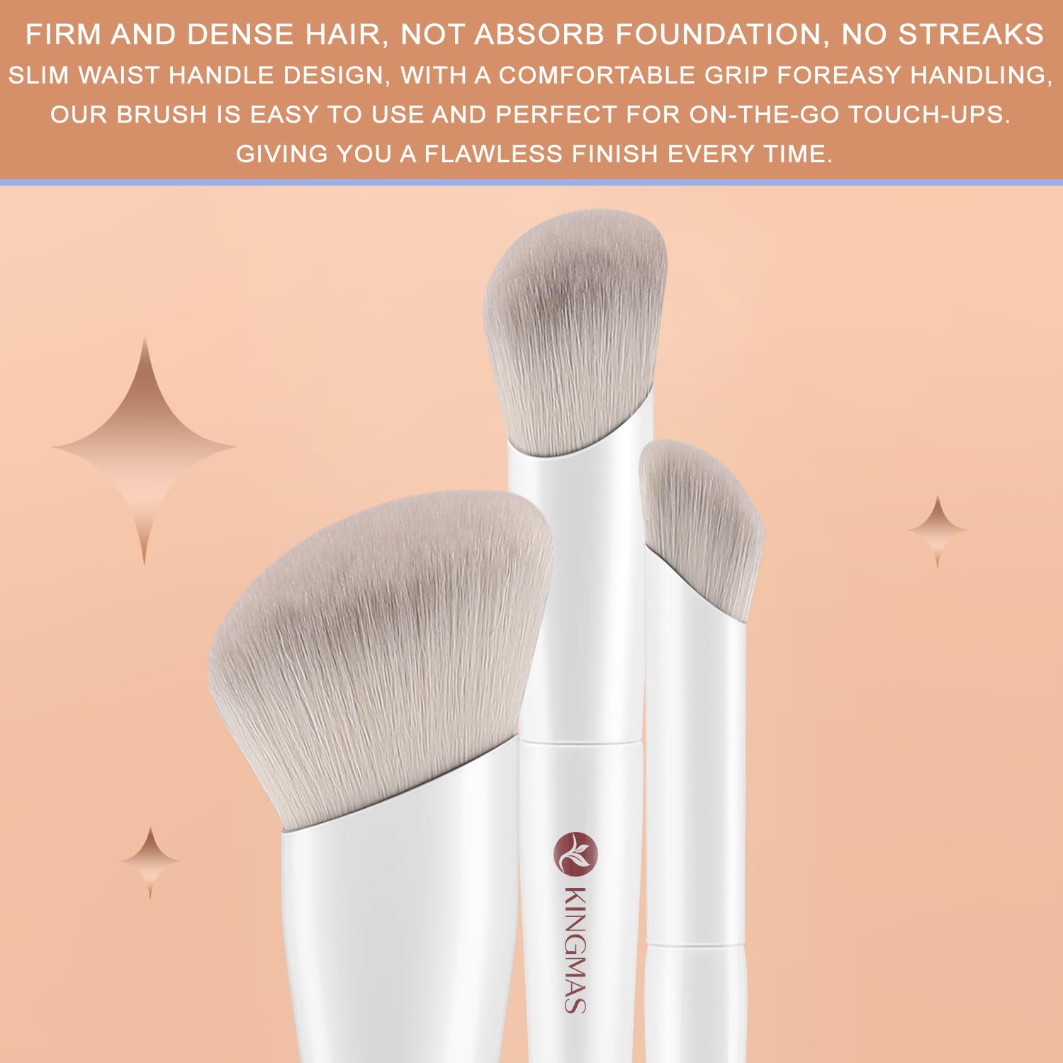 Kingmas Angled Mini Concealer Brush, Kabuki Makeup Brush Under Eye Contour Brush For Liquid, Blending, Cream, Powder, Blush Buff