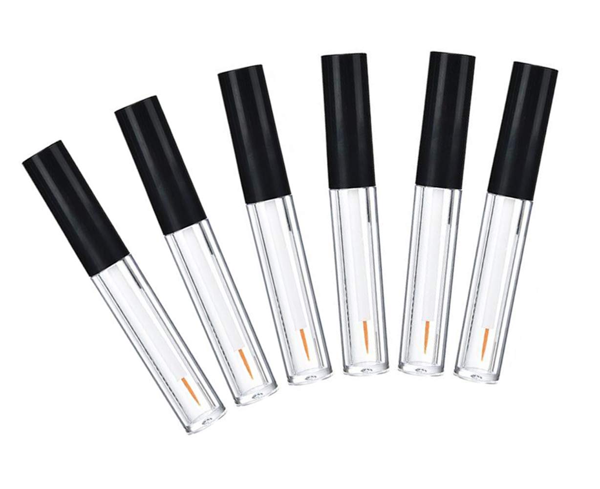 6PCS 0.06oz Empty Upscale Plastic Eyeliner Vials Tube Bottle Refillable Eyelash Growth Liquid Container Clear Mascara Bottle wit