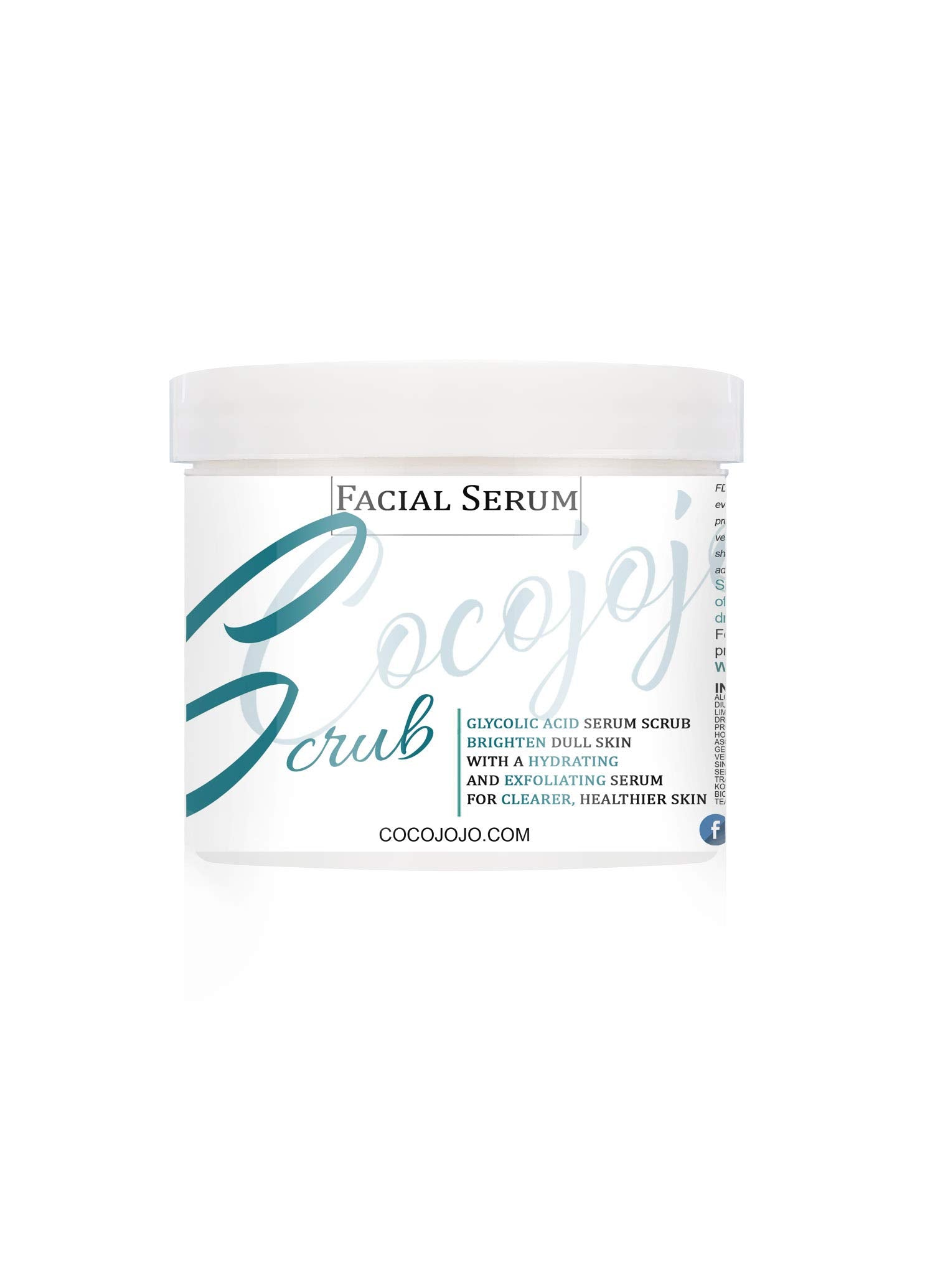 Cocojojo Facial Scrub Serum - Microdermabrasion Face Scrub and Facial Mask 8 Oz Face Exfoliator Glycolic Acid Grapefruit Dead Se