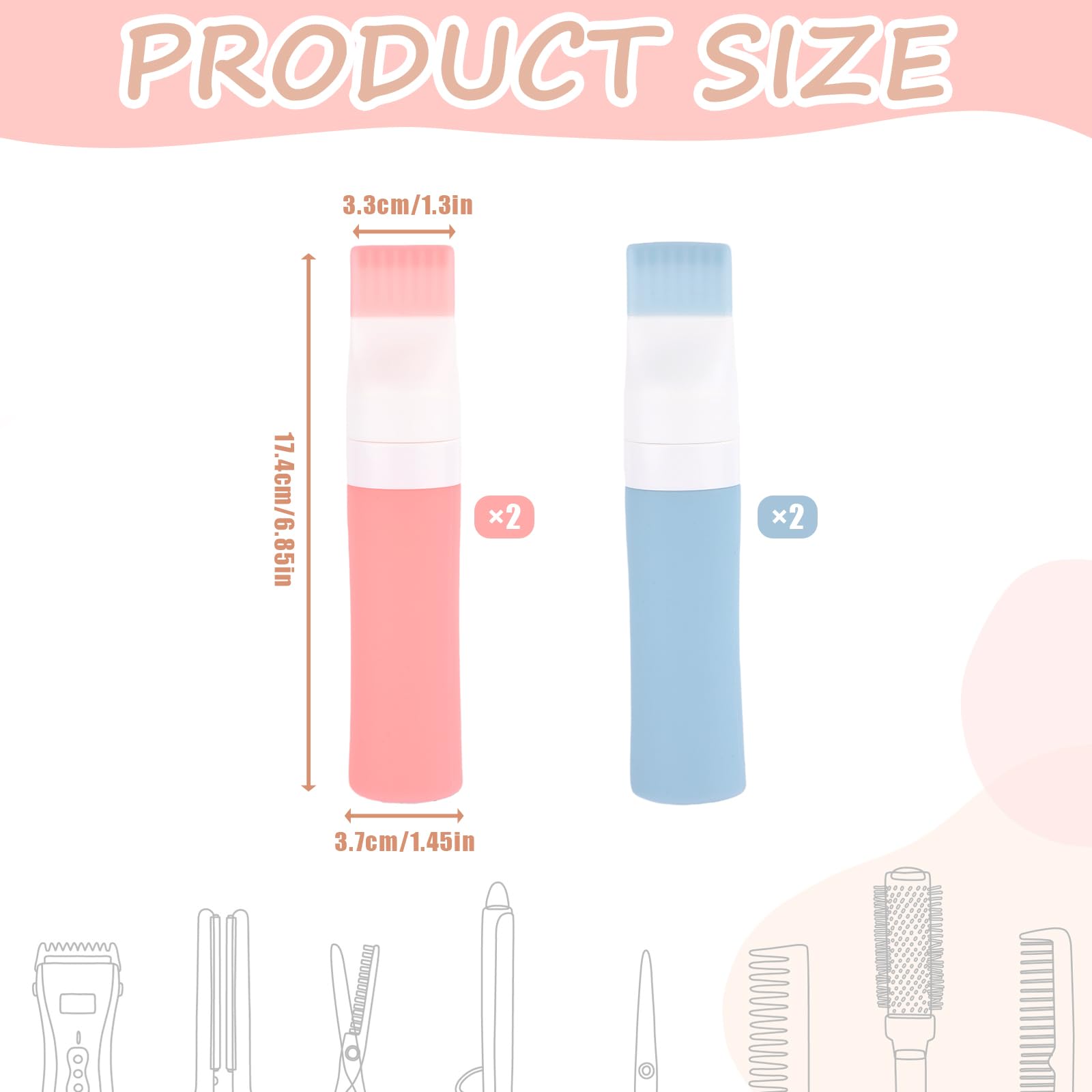 Peutier 4-Pack Of 2.8Oz Soft Silicone Hair Root Comb Applicator Bottles For Hair Oil, Hair Dye, Hair Oiling, Scalp Oil Applicati