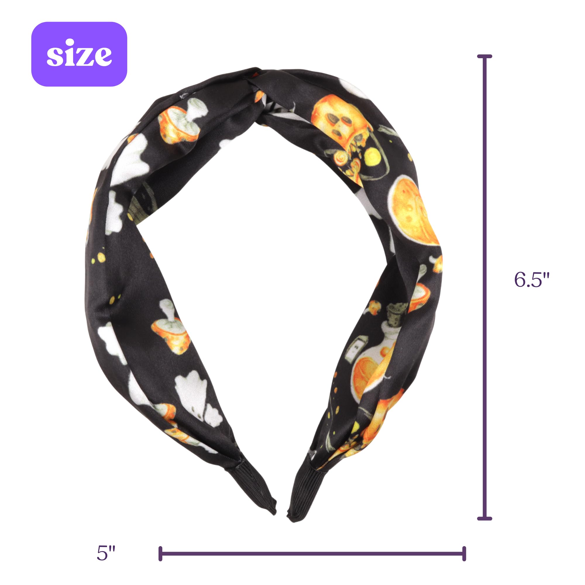 Needzo Halloween 2024 Knotted Headband, Black and Orange Festive Hair Accessory for Parties, Super Soft, 6.5 x 5 Inches