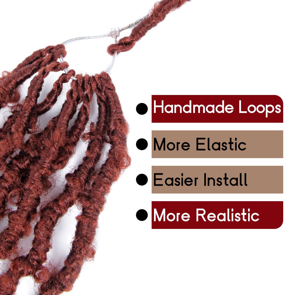 30 Inch Light Weight Butterfly Locs Crochet Hair 6 Packs Long Ginger Distressed Butterfly Faux Locs Crochet Hair, 350#