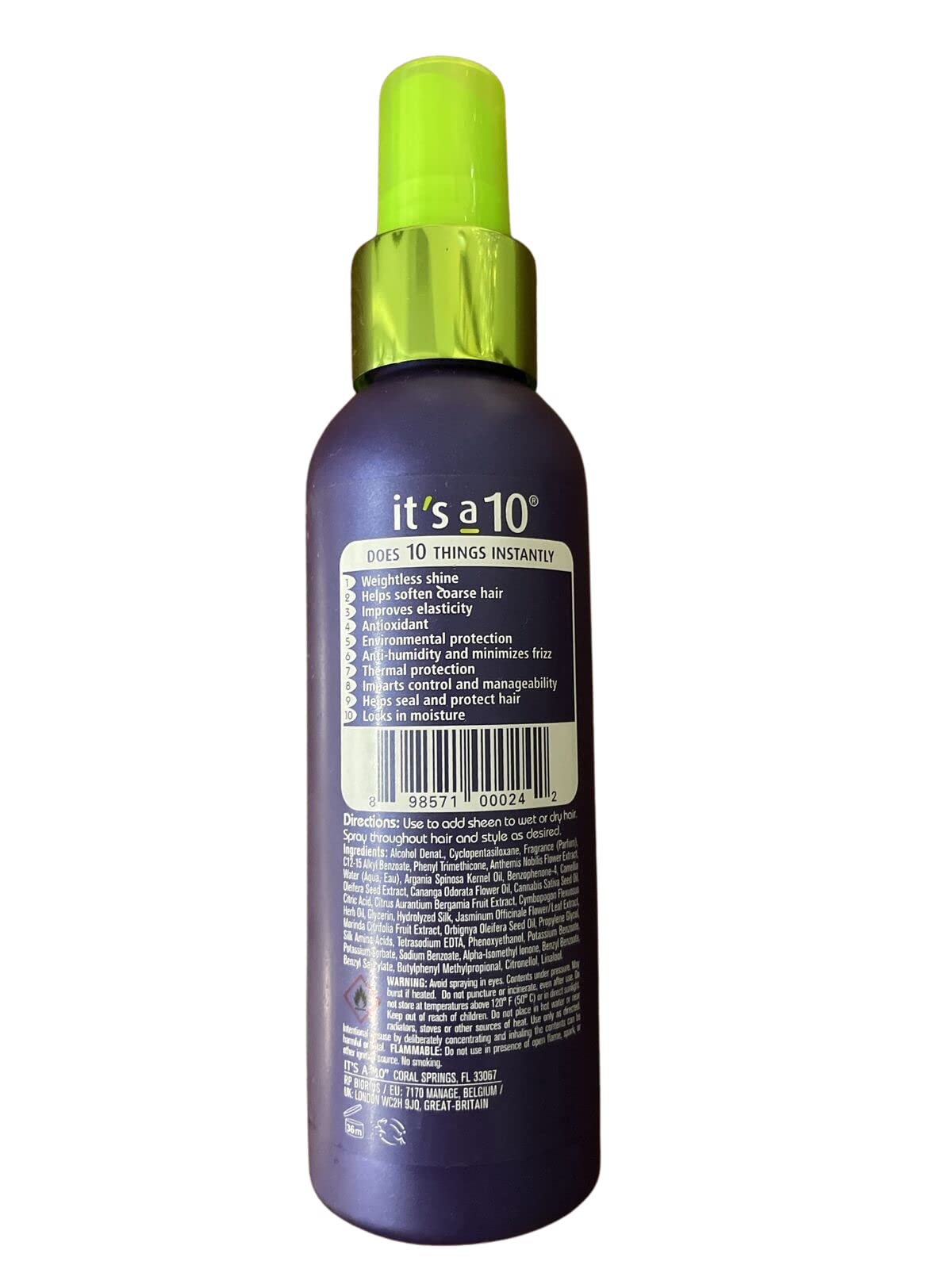 It'S A 10 Haircare Miracle Shine Spray With Noni Oil, 4 Fl. Oz. (Pack Of 1)