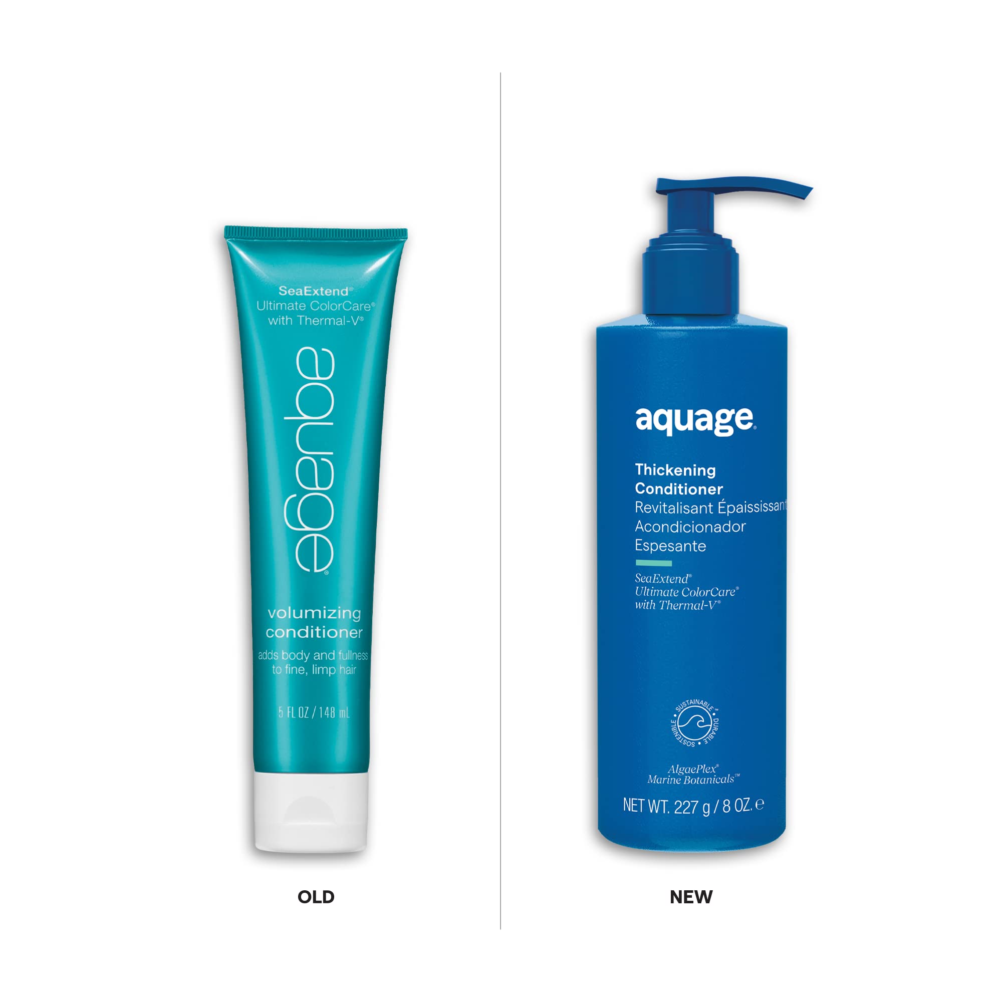 AQUAGE. SeaExtend Thickening Conditioner - Thermal-V Technology Seals Heat Out, Adds Volume, Shine, Fullness without Frizz, 8 oz
