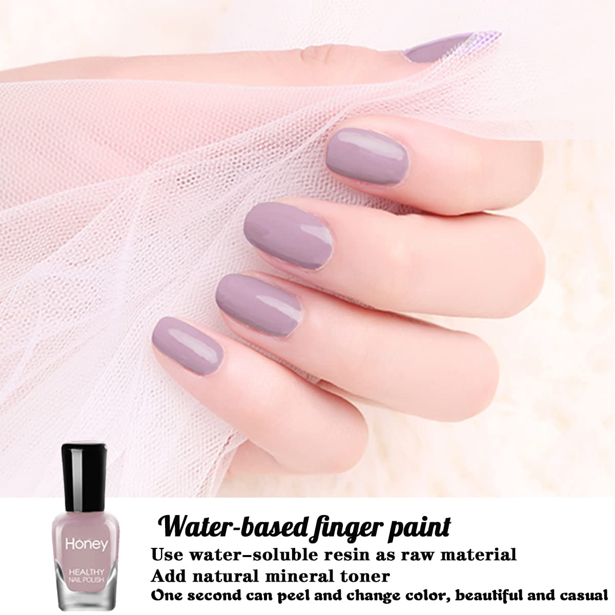 Tophany Non Toxic , Easy Peel Off And Fast Dry Nail Polish Set For Pack, Eco Friendly And Organic Water Based Nail Polish For Wo
