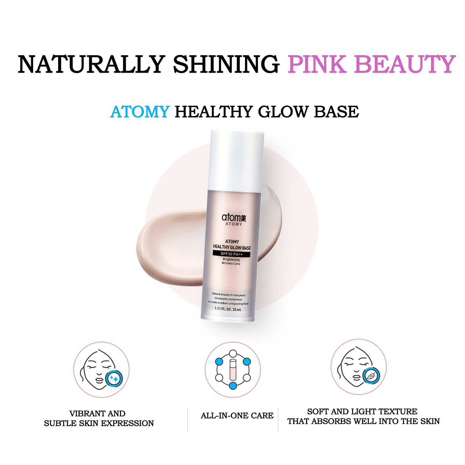 YEOAU, A bright makeup base that provides Natural Radiance for ATOMY Healthy Glow Base, (1.11FL.OZ.)