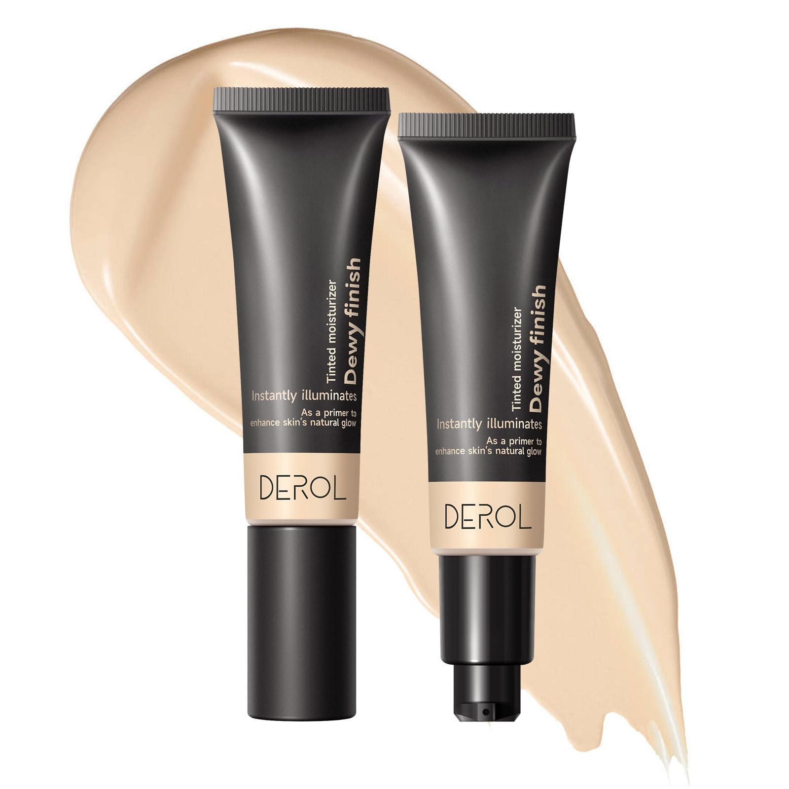 Matte Tinted Moisturizer Foundation Primer - 2-IN-1 Hydrating Tinted Cream - Dewy Finish Cream Foundation and Lightweight Face P