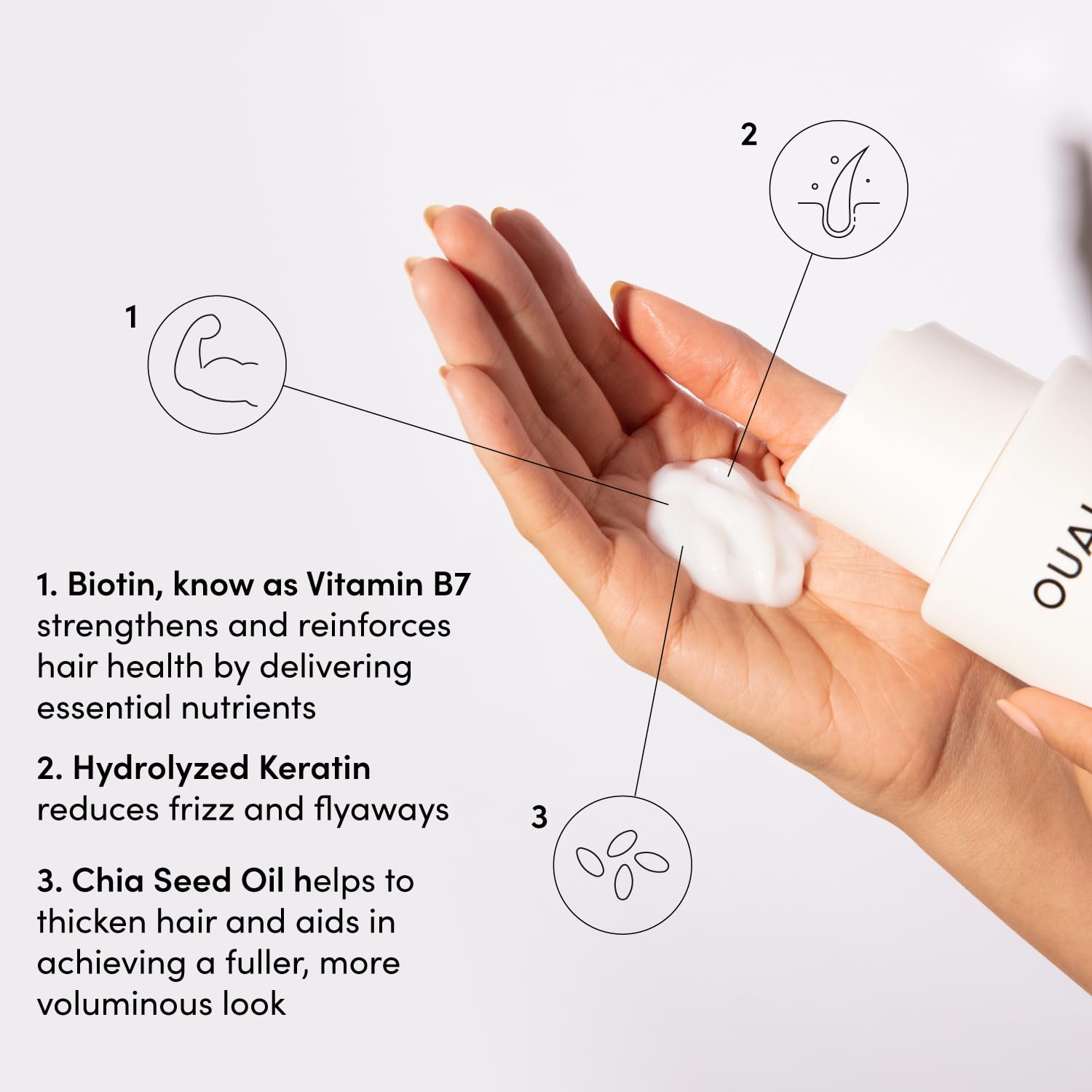 OUAI Fine Hair Conditioner - Volumizing Conditioner for Fine Hair Made with Keratin, Biotin and Chia Seed Oil - Adds Softness, B