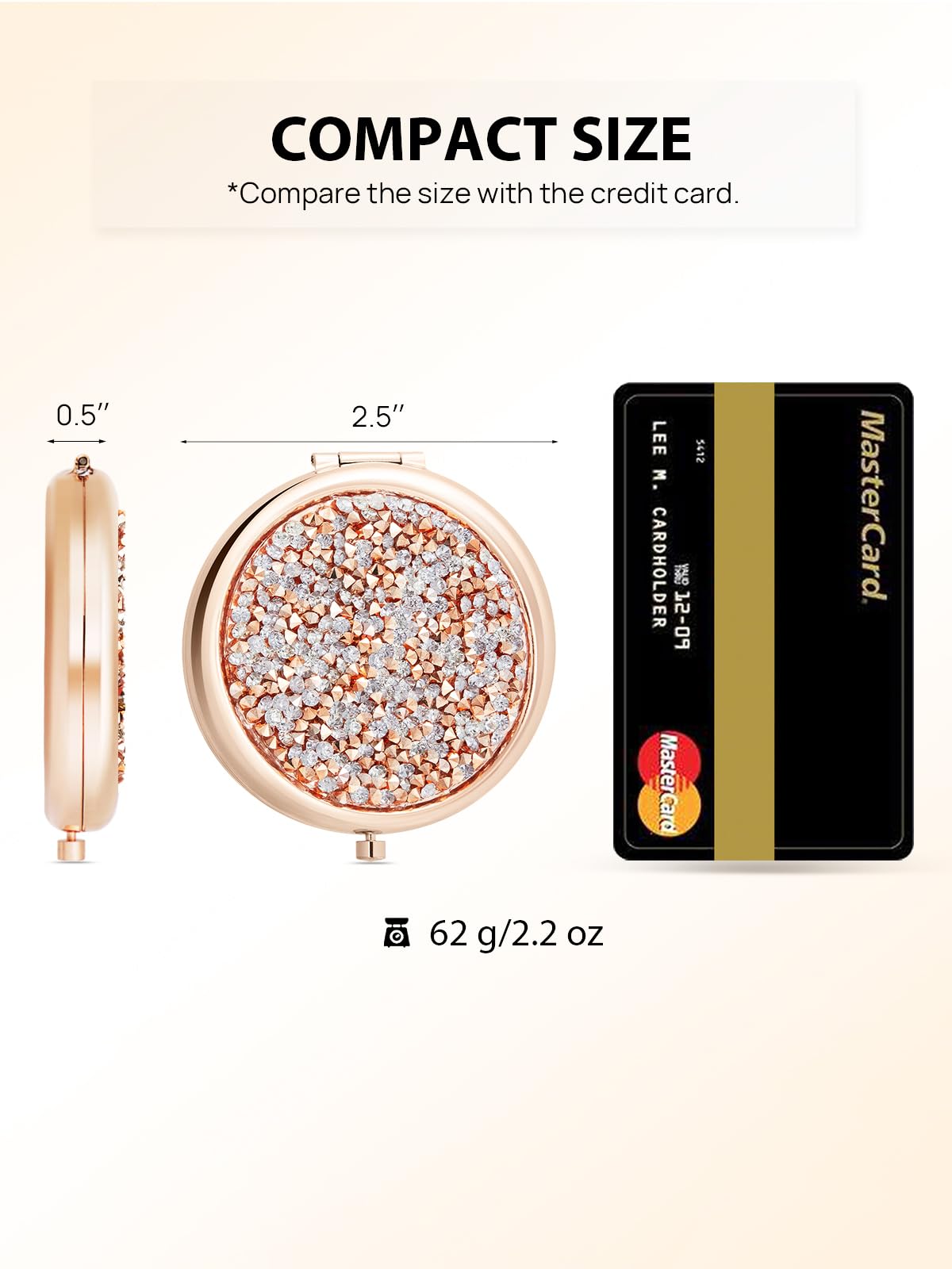 Getinbulk Compact Mirror For Purse, Pack Of 24 Double-Sided 1X/2X Magnifying Round Metal Pocket Makeup Mirrors(Rose Gold, Mix Di