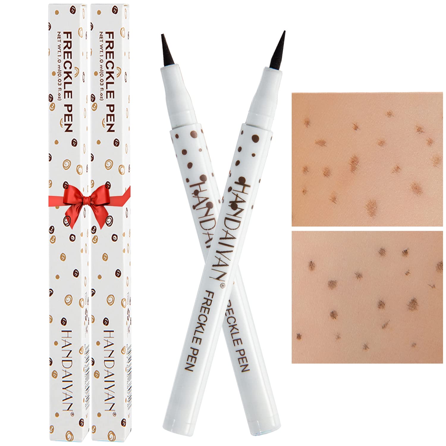 Dekrion Freckles Pen, 2 Color Natural Freckles Makeup Pens Waterproof Long-Lasting Quick-Dry Pen, Natural Like-Real Makeup, Easy