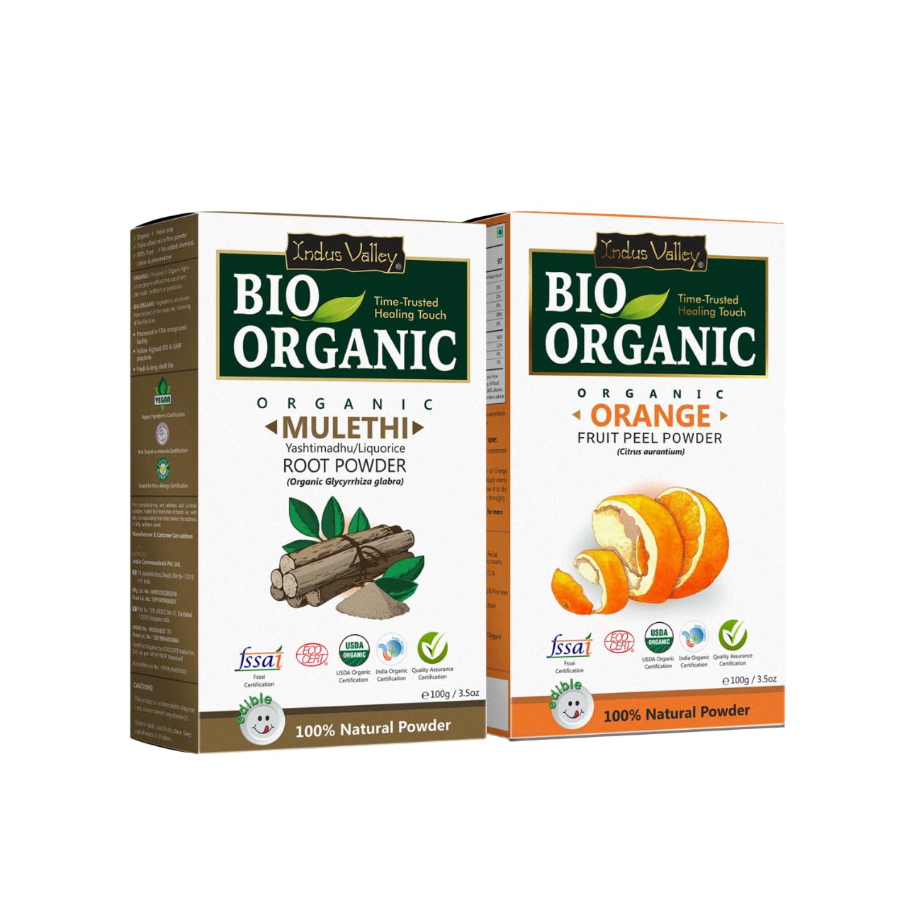 Indus Valley 100% Natural Mulethi Powder | Yashimadhu | Liquorice | Glycyrrhiza Glabra & Orange Peel Powder | Citrus Aurantium -