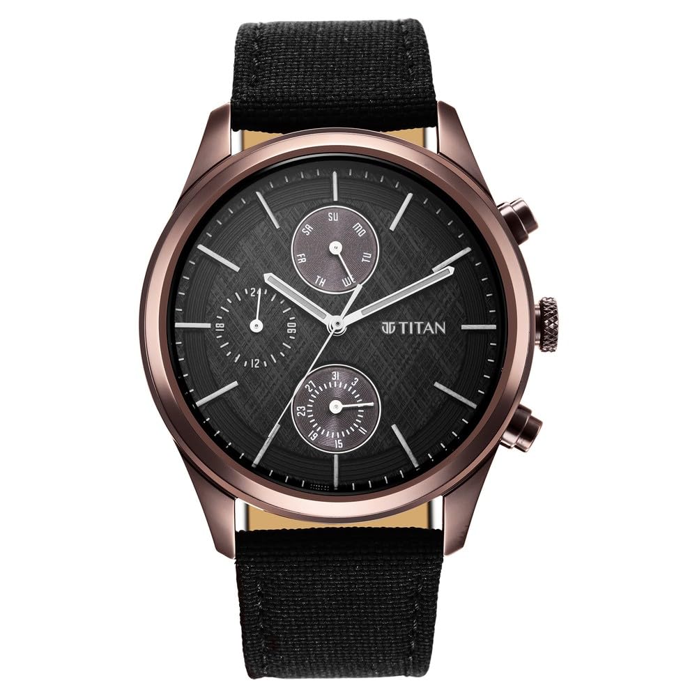 Titan Analog Black Dial Mens Watch-1805QP01, Black, Analog Watch, Black, Analog Watch