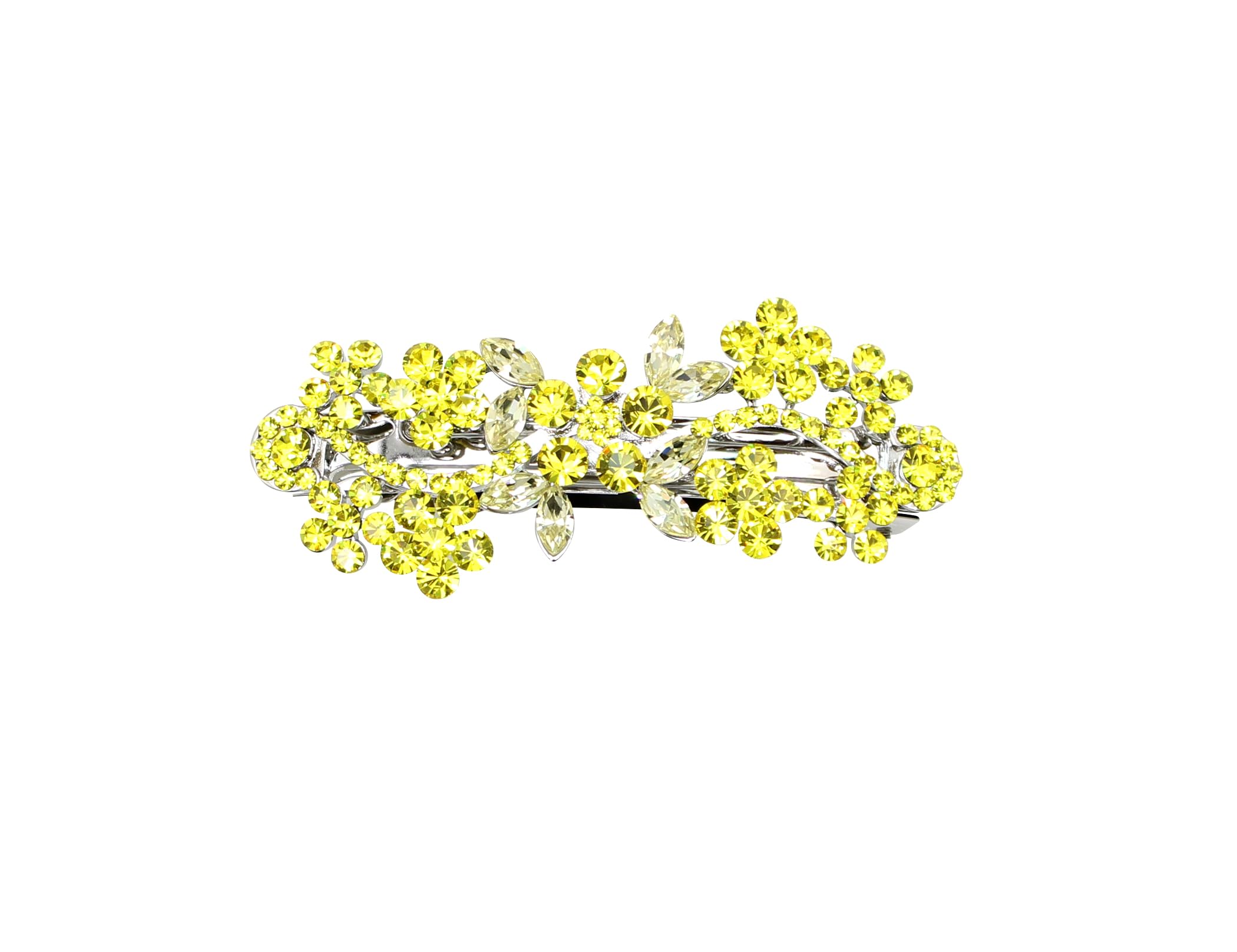 Faship Citrine Yellow Rhinestone Crystal Floral Hair Barrette Clip